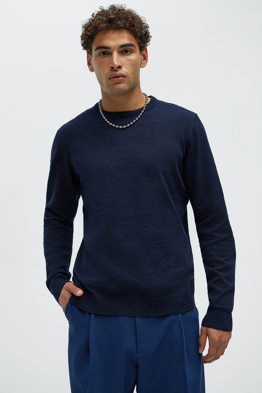 Cozy and Cool Crewneck Sweater - Navy