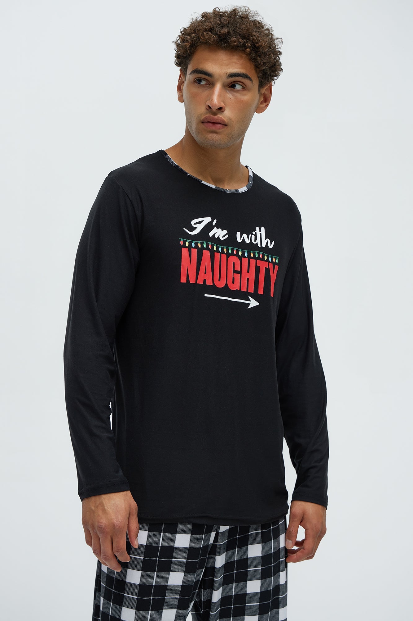 I'm With Naughty Christmas Holiday PJ Set - Black