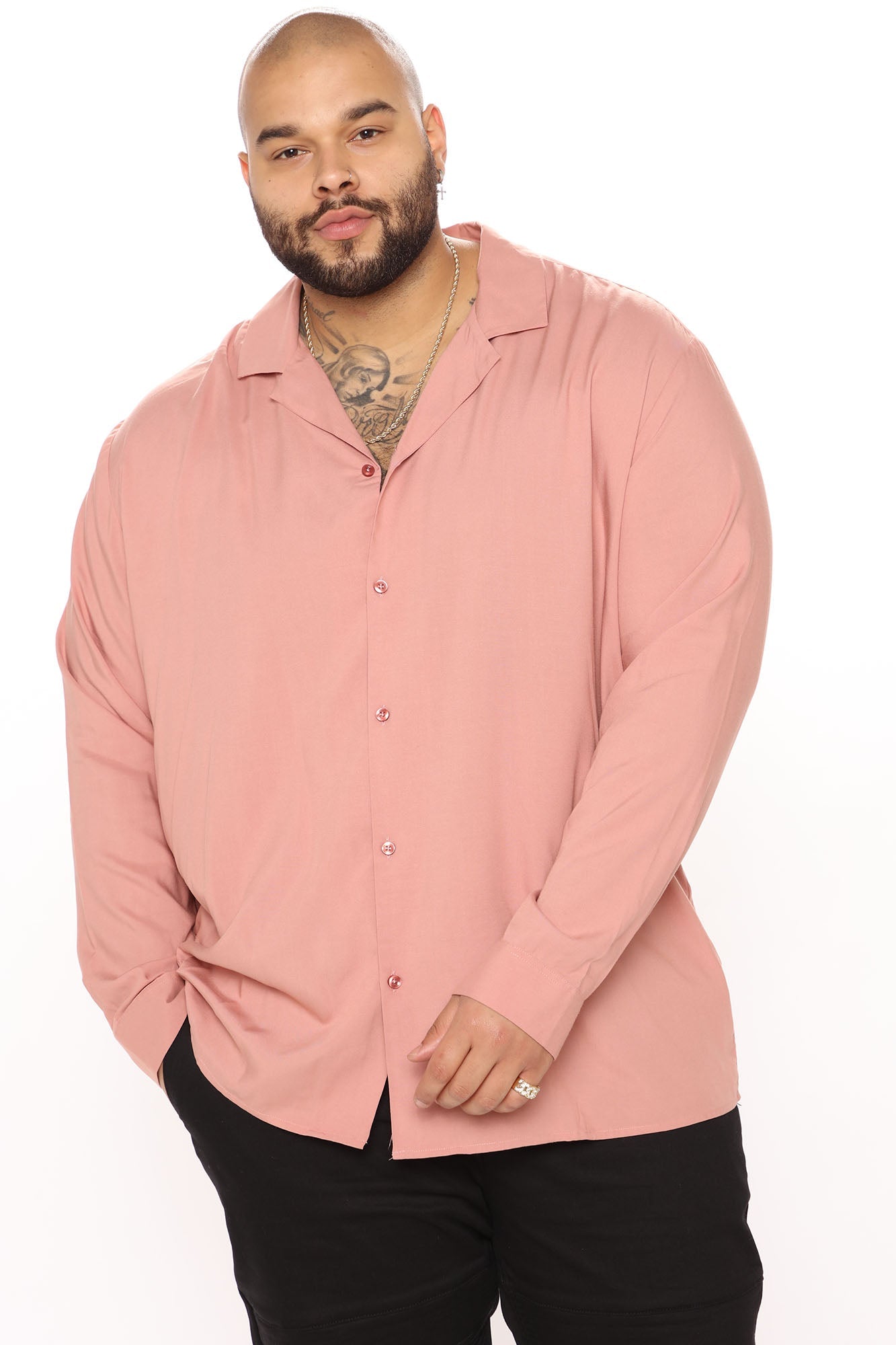 Dawson Relaxed Long Sleeve Button Up Shirt - Mauve