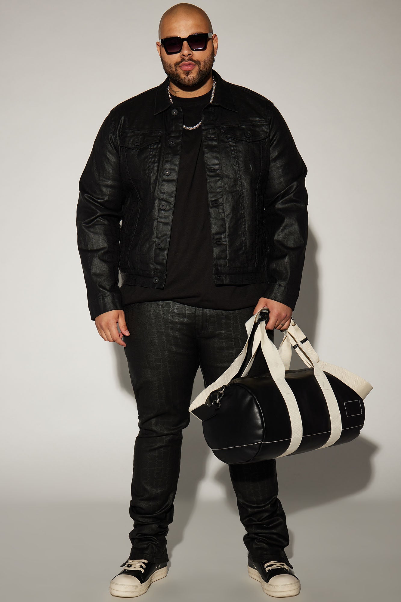 Rebel Like Me Pattern Waxed Trucker Jacket - Black