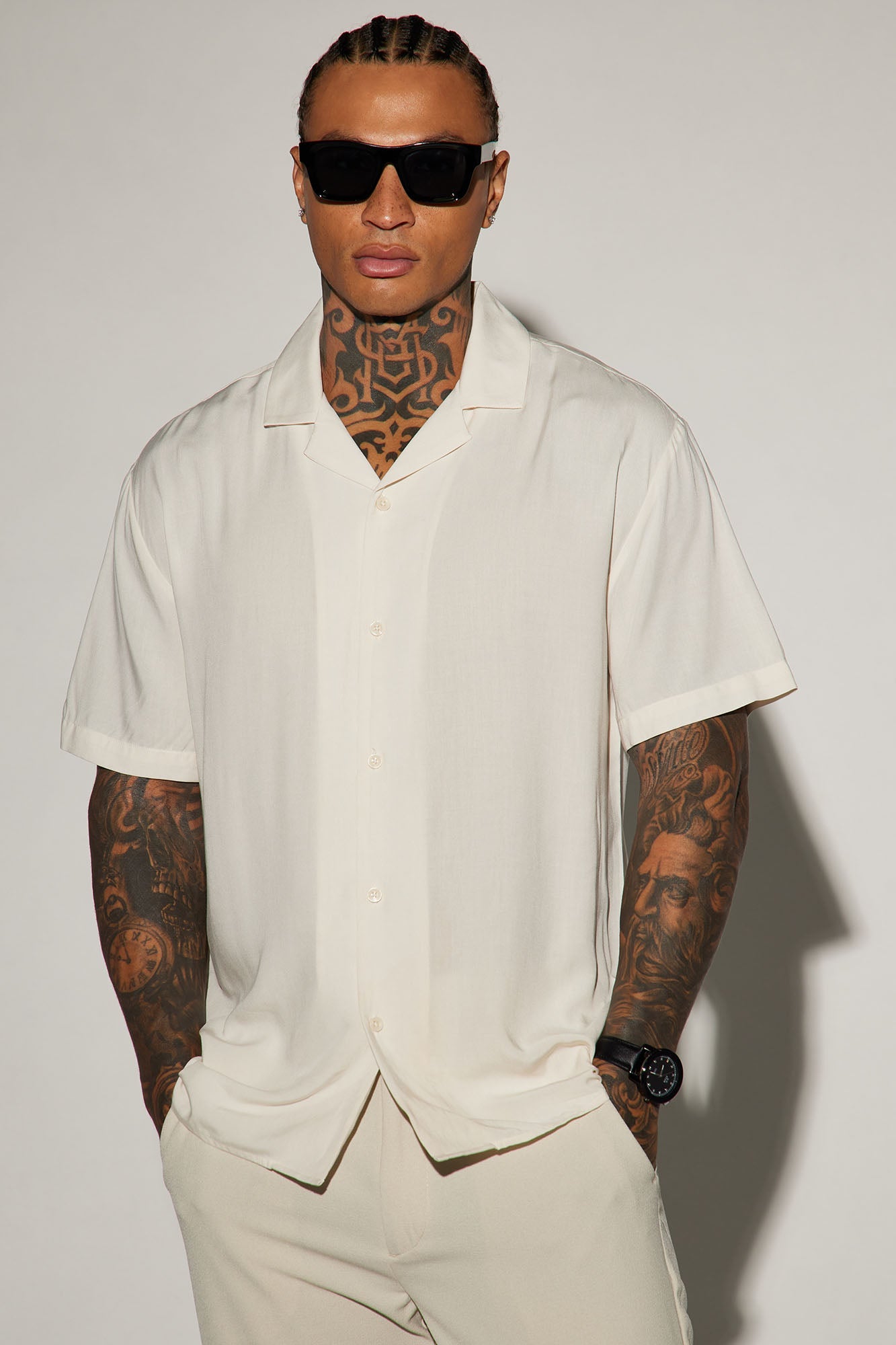 Dawson Relaxed Short Sleeve Cuban Collar Shirt - OffWhite