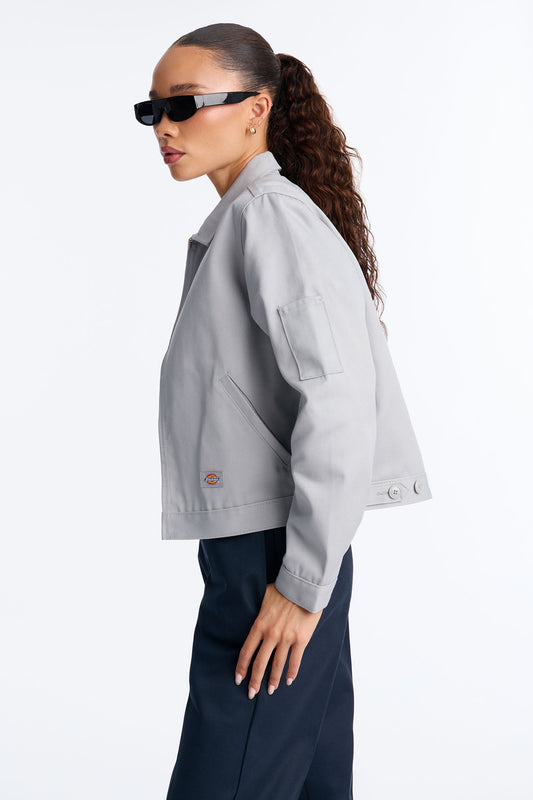 Dickies Unlined Zip Up Trucker Work Jacket - Grey