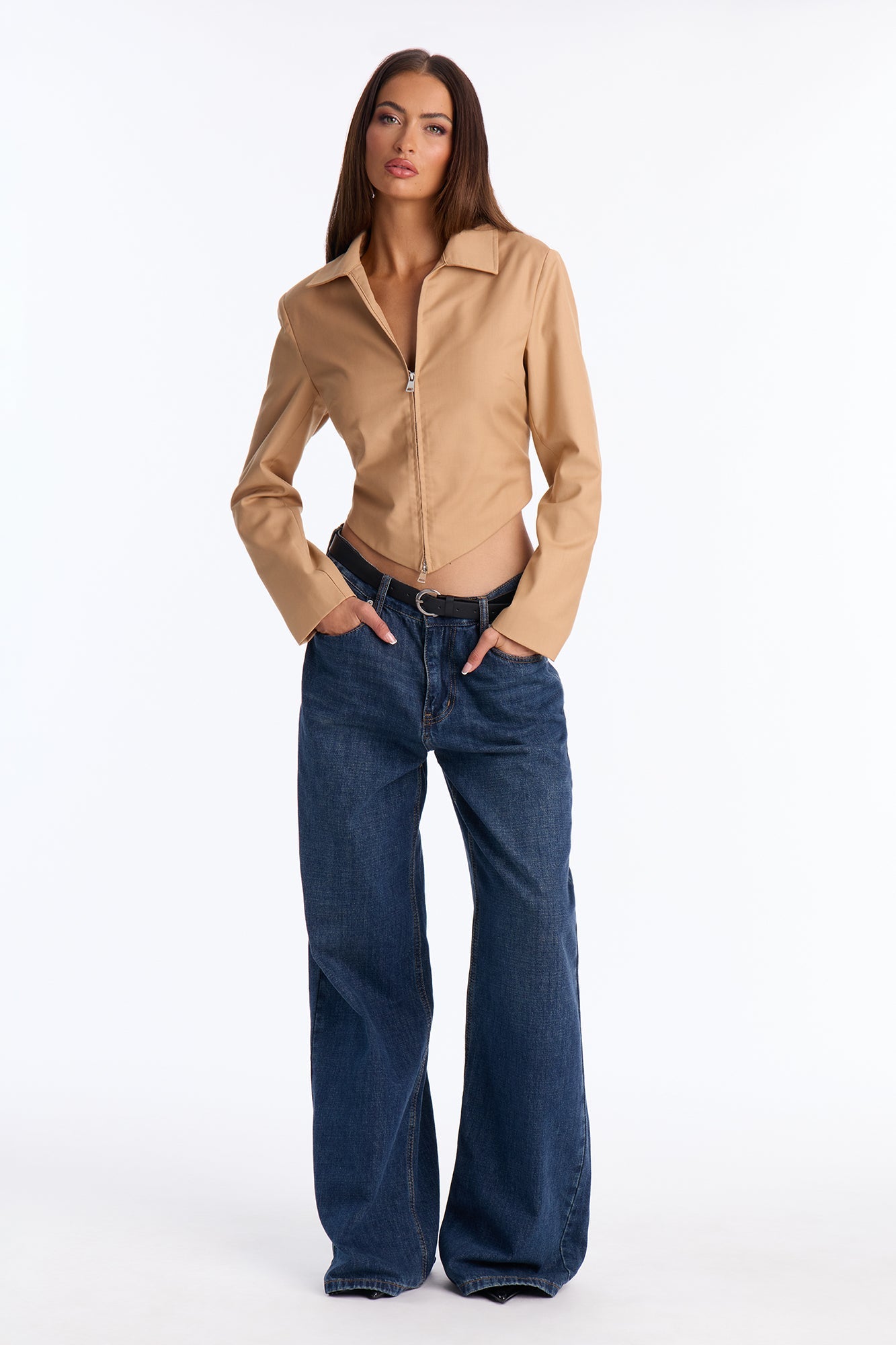 Something Settle Shoulder Pad Corset Top - Mocha