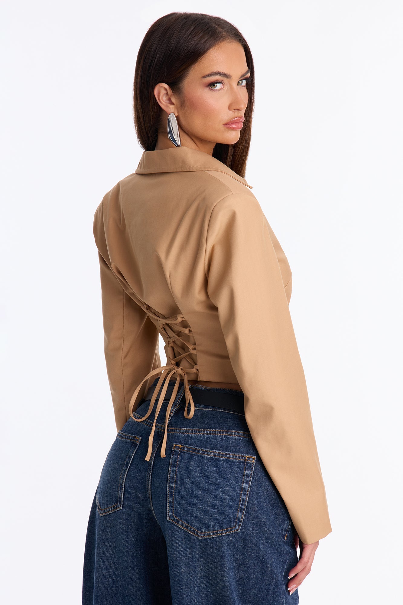 Something Settle Shoulder Pad Corset Top - Mocha
