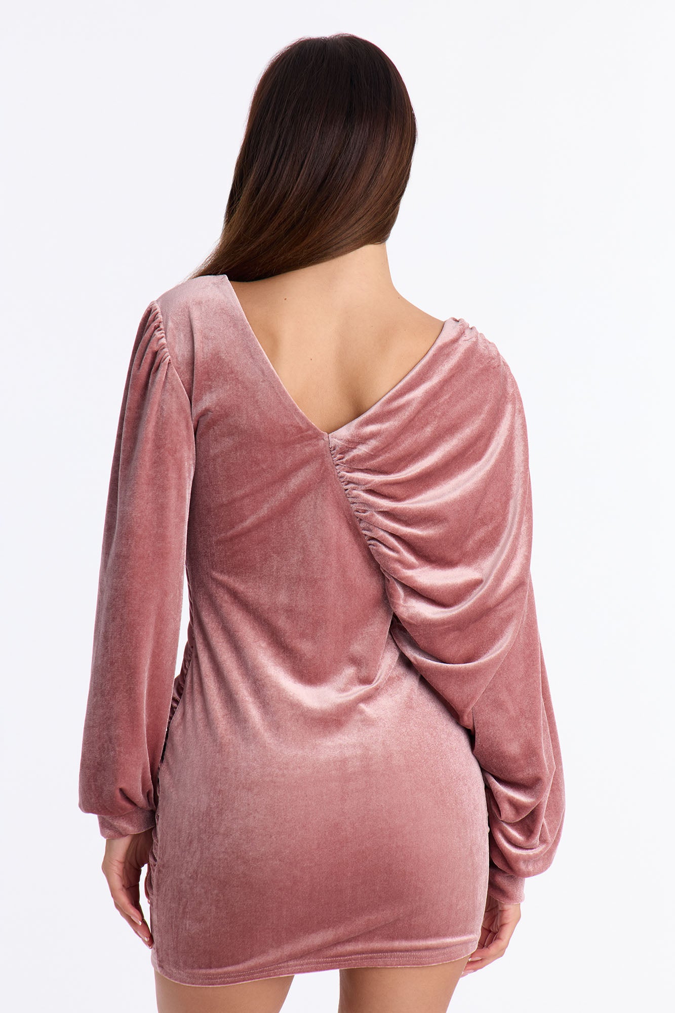 Vanessa Long Sleeve Velvet Mini Dress - Mauve