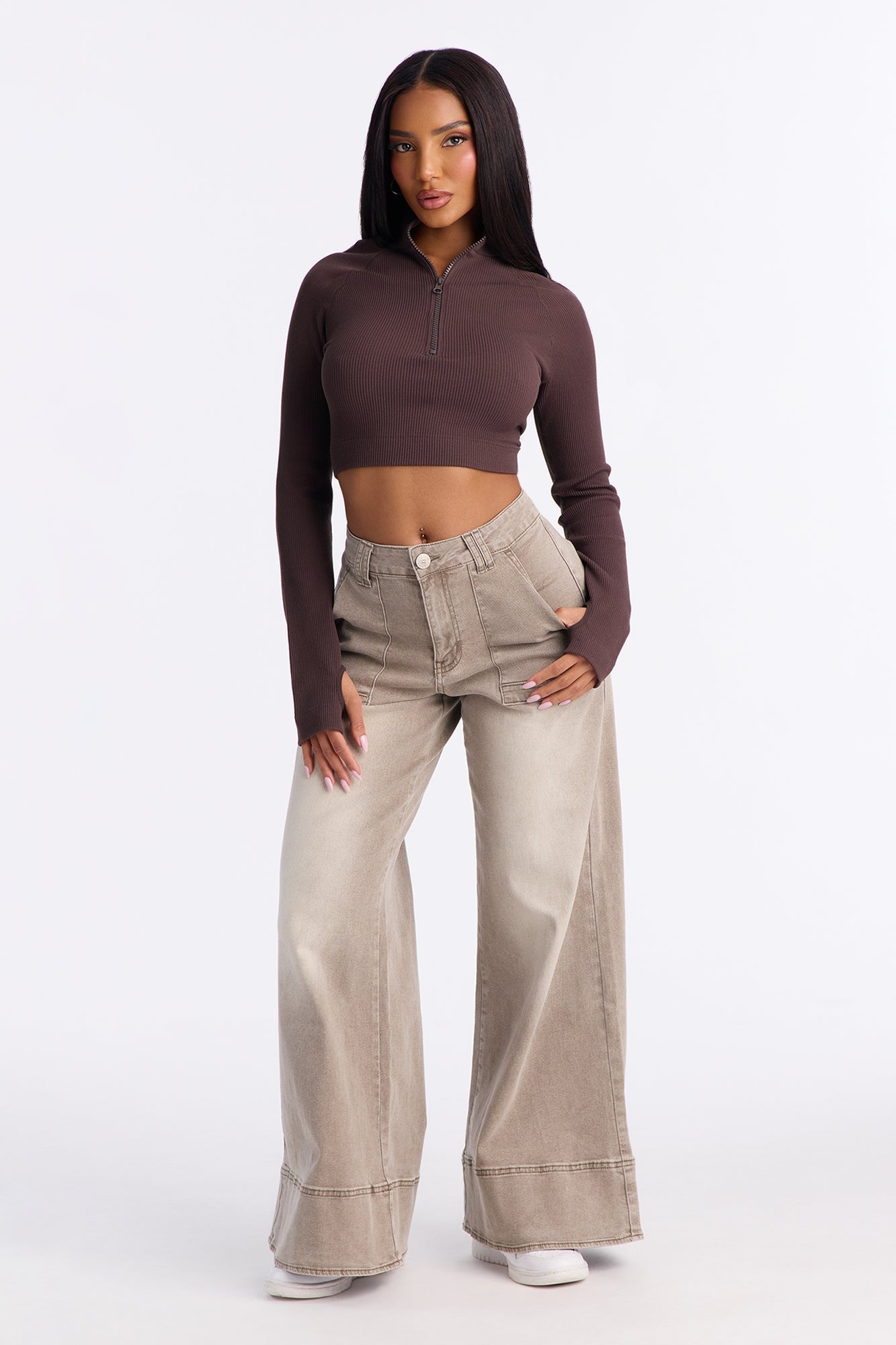 Get Like Me Seamless Top - Brown