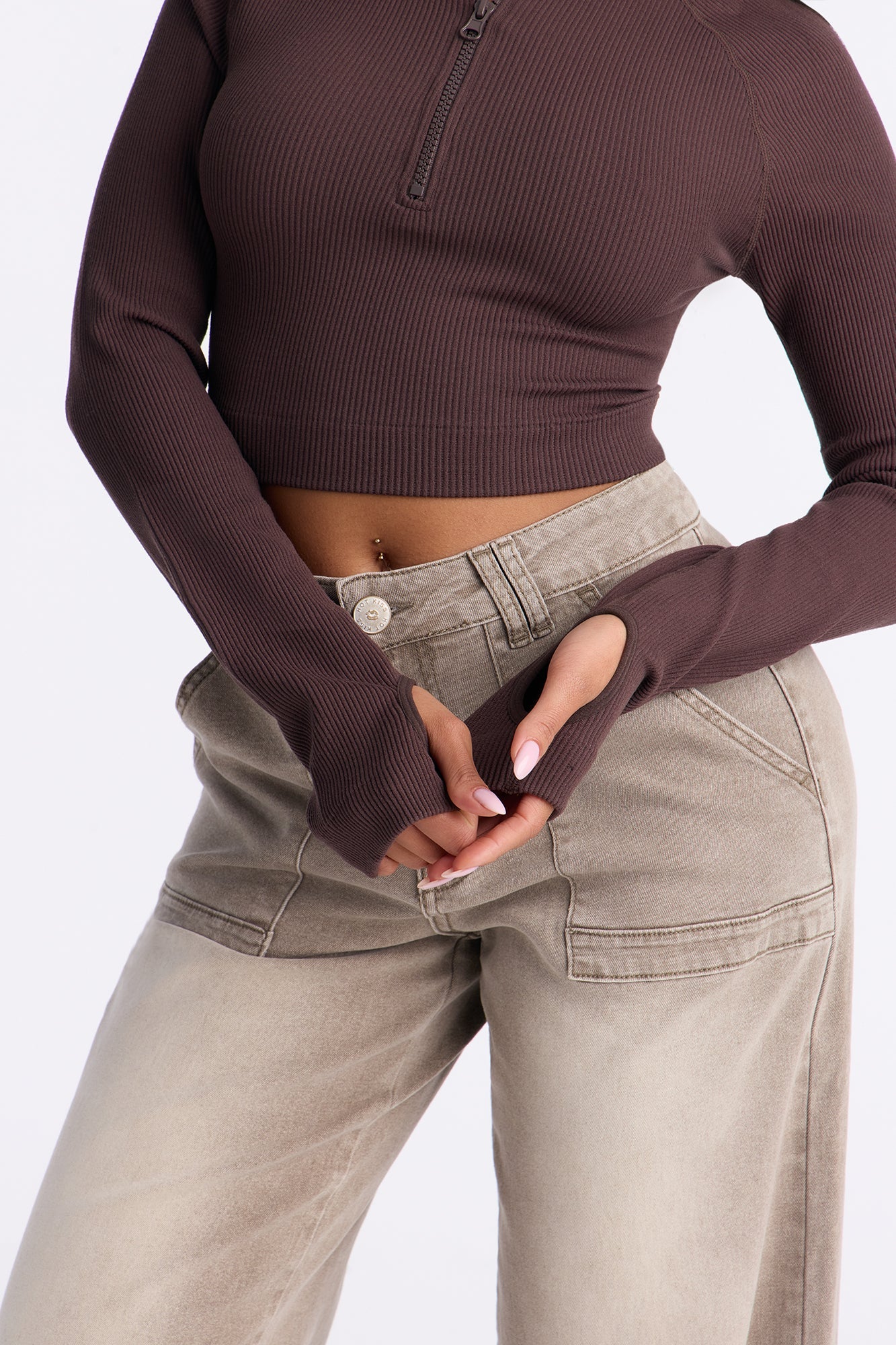 Get Like Me Seamless Top - Brown