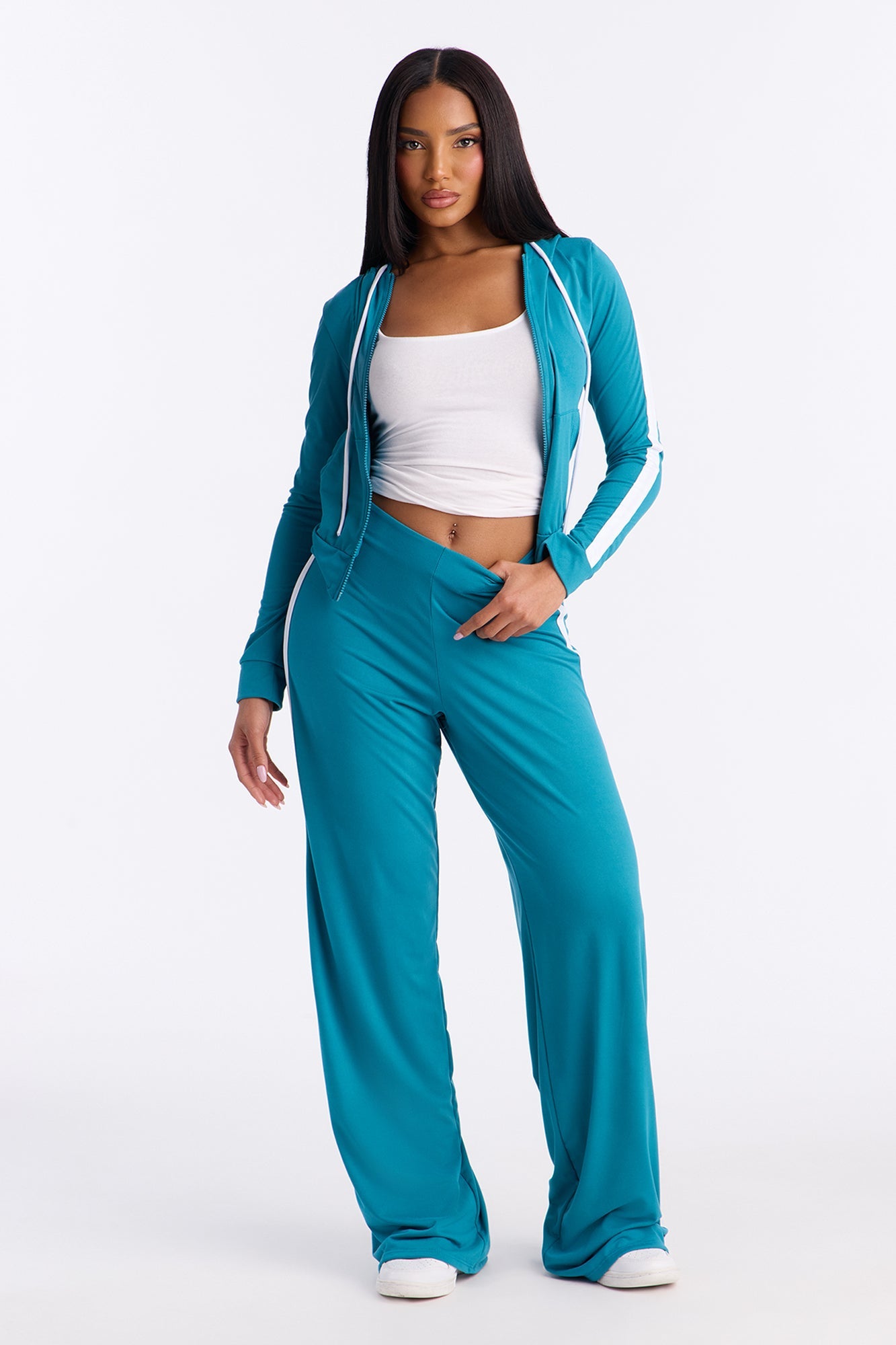 Tennis Courts Wide Leg Pant Set - Teal