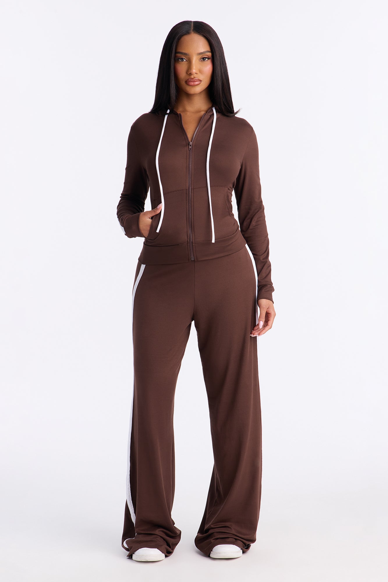Tennis Courts Wide Leg Pant Set - Chocolate