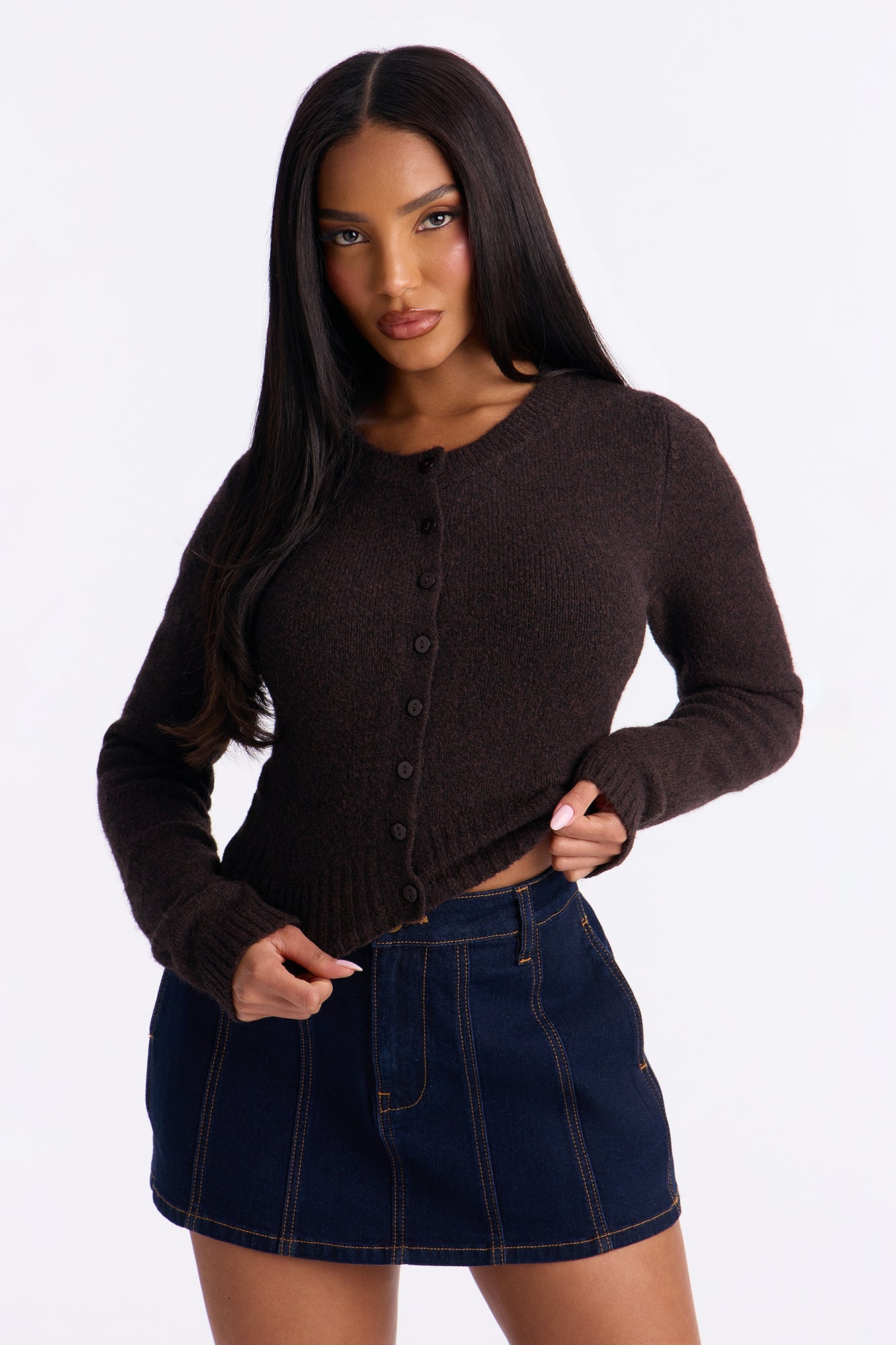 Sweet Sensation Cropped Cardigan - Brown