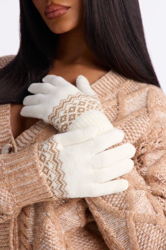 Catching Snowflakes Gloves - Ivory/combo
