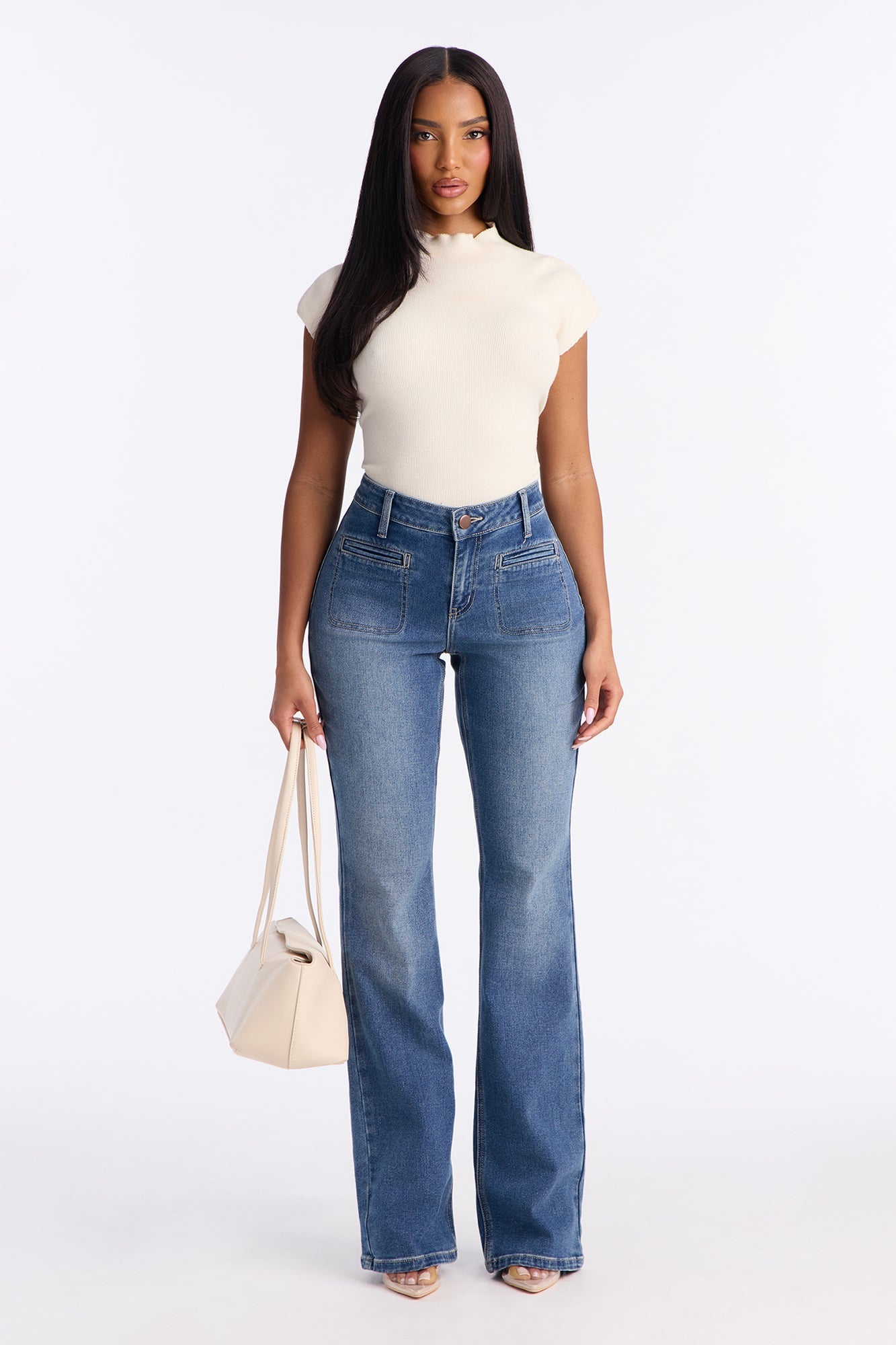 Sixth Street Mid Rise Bootcut Jeans - Medium Wash