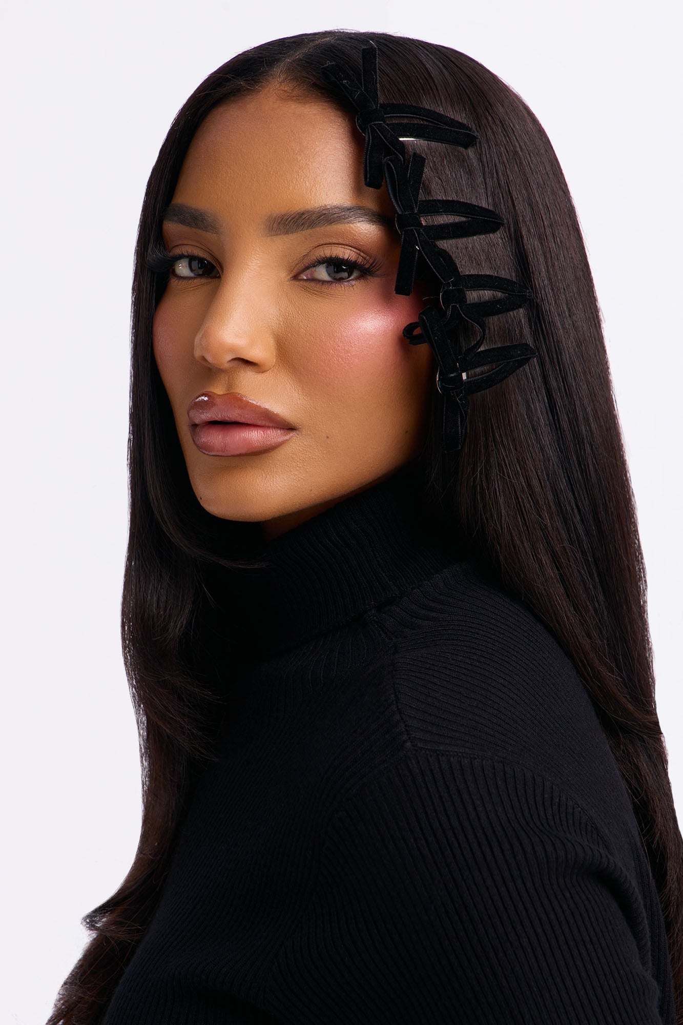 Sweetest Girl Velvet 4 Piece Hair Clips - Black