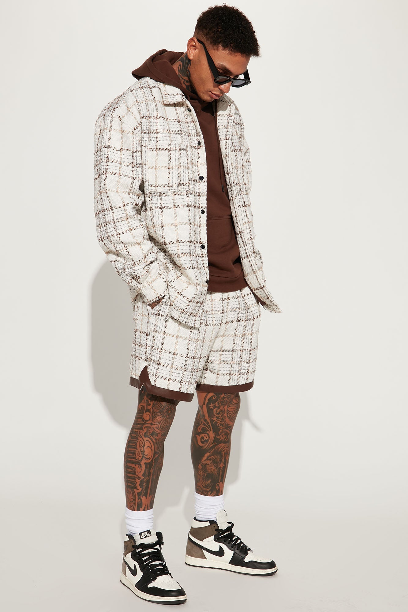 Casual Act Plaid Shacket - White/combo