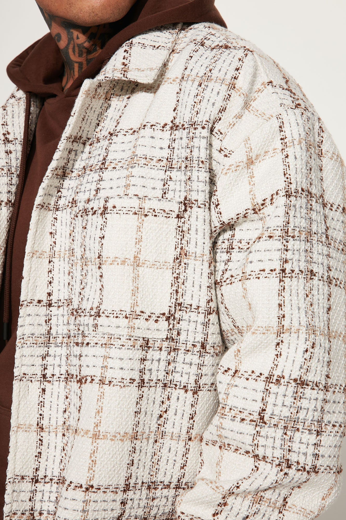 Casual Act Plaid Shacket - White/combo