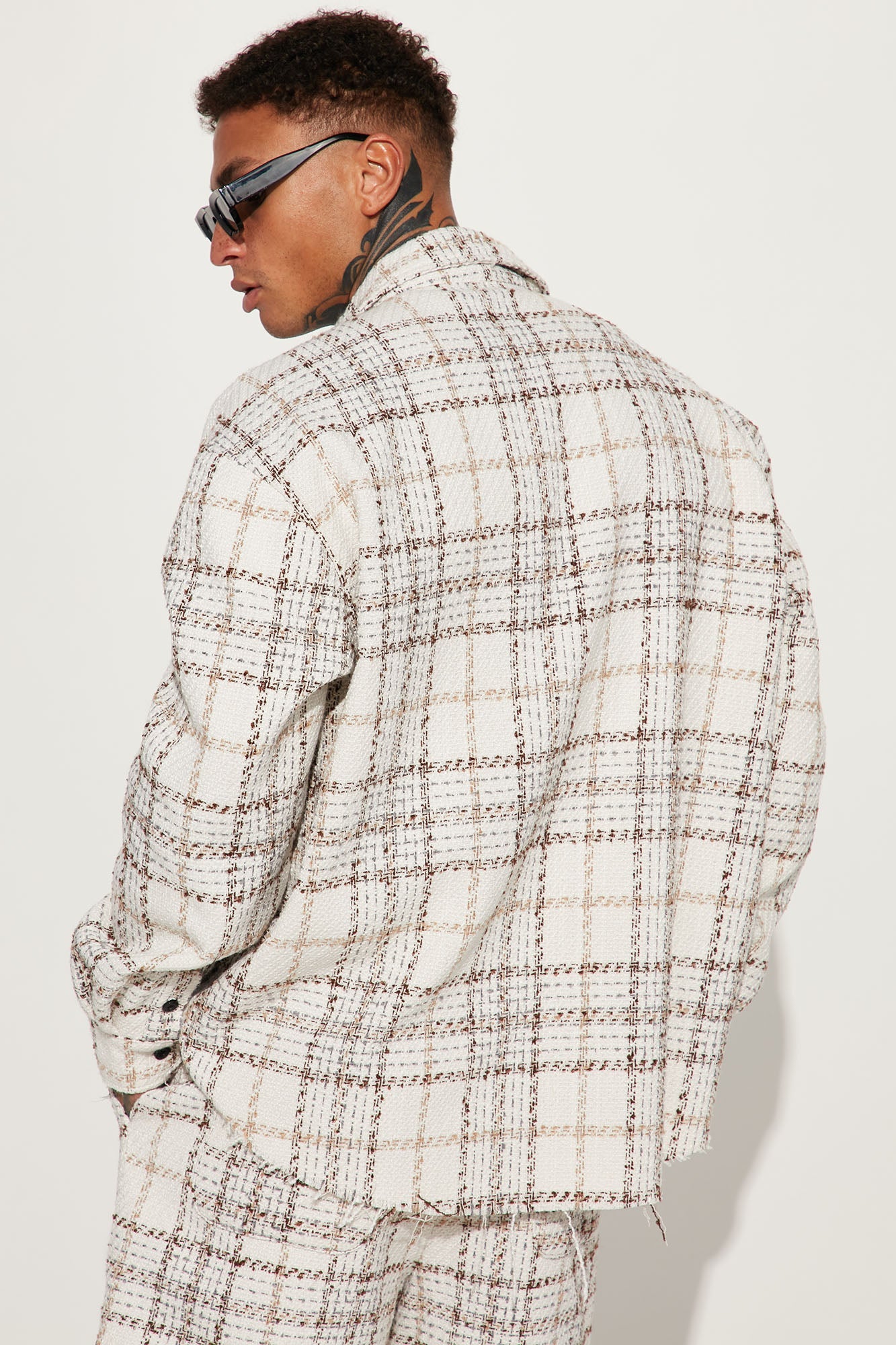 Casual Act Plaid Shacket - White/combo