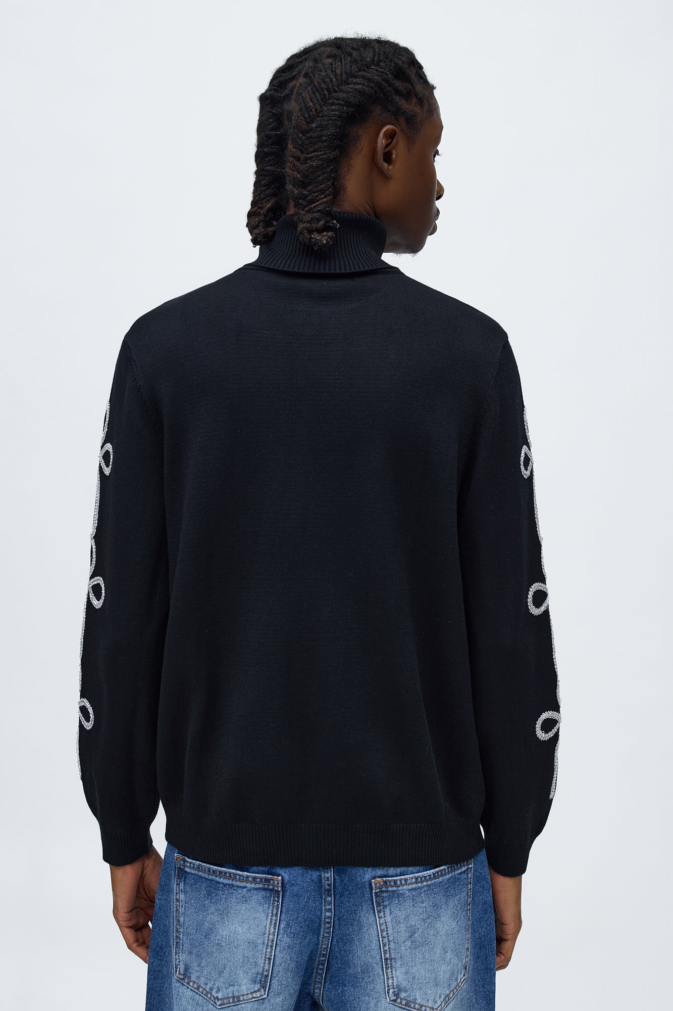 Turtle Neck Knit Sweater - Black