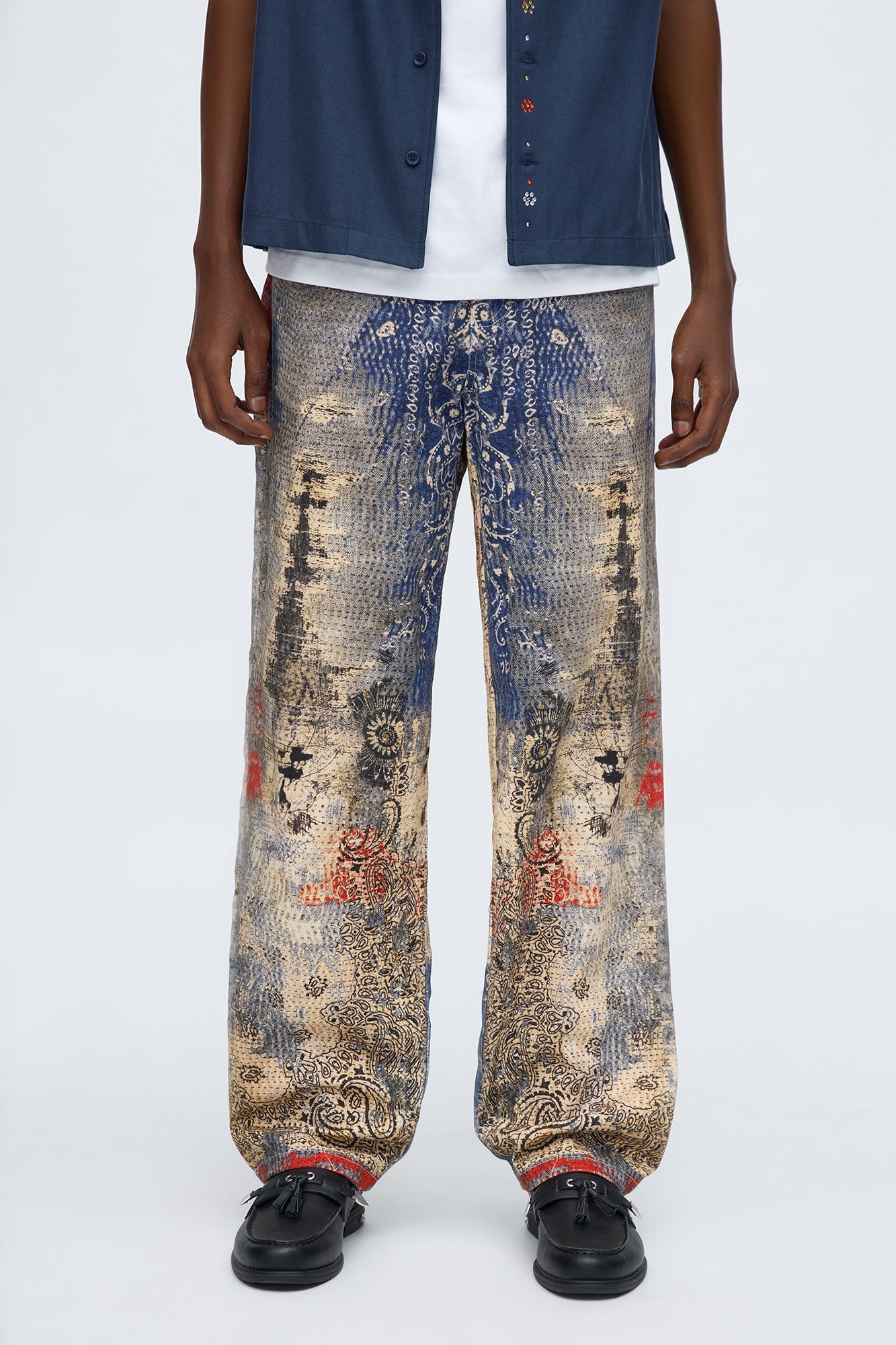 Straight Bandana Duality Printed Pants - Multi Color