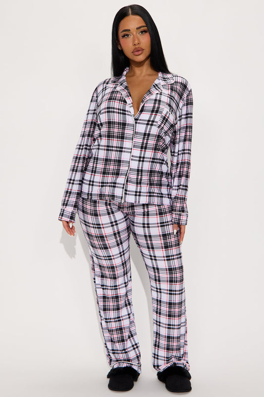 Staying In Bed Long Sleeve PJ Pant Set - Black/combo