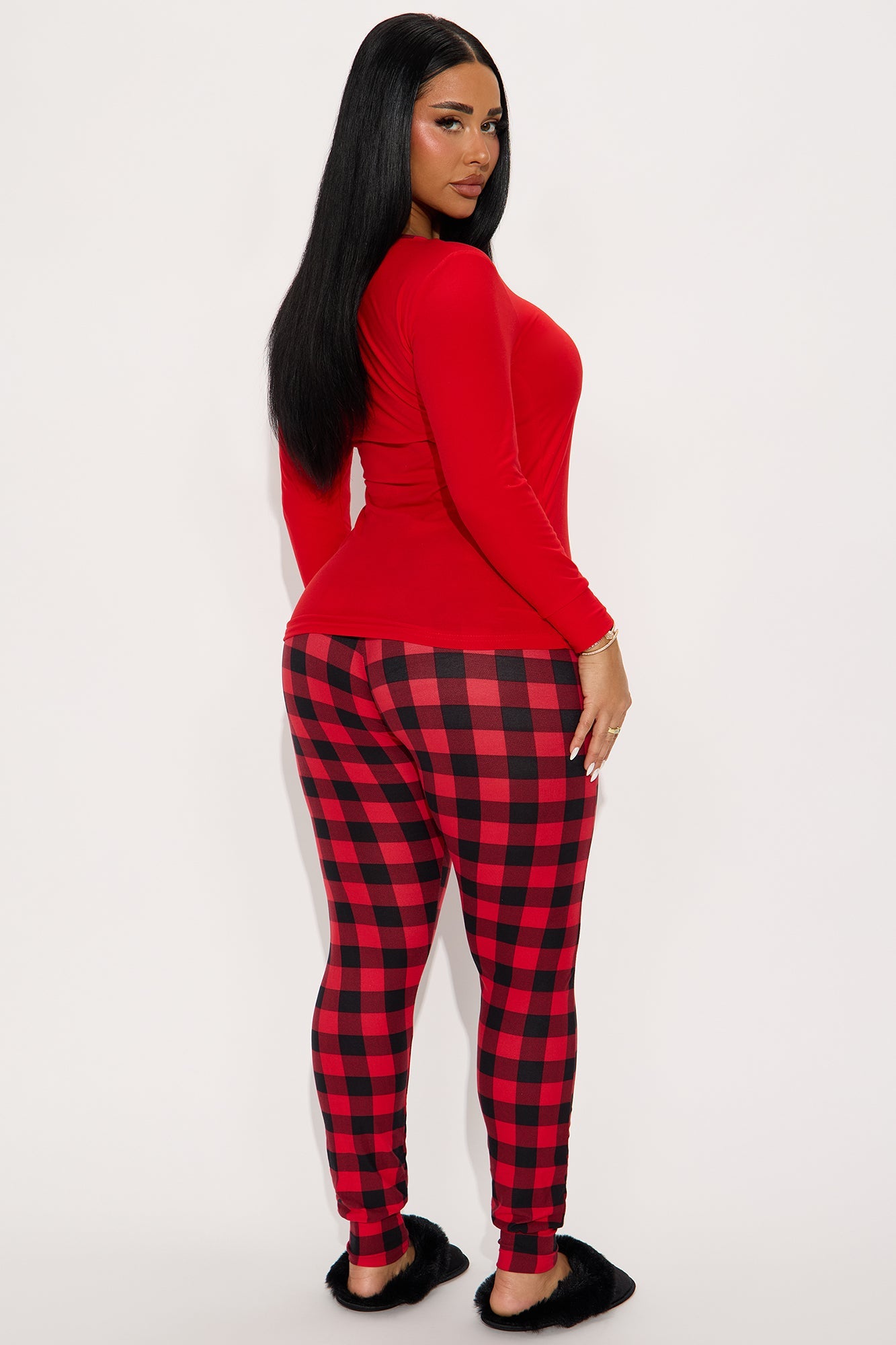 Christmas 2025 Matching Family Long Sleeve PJ Jogger Set - Red/Black