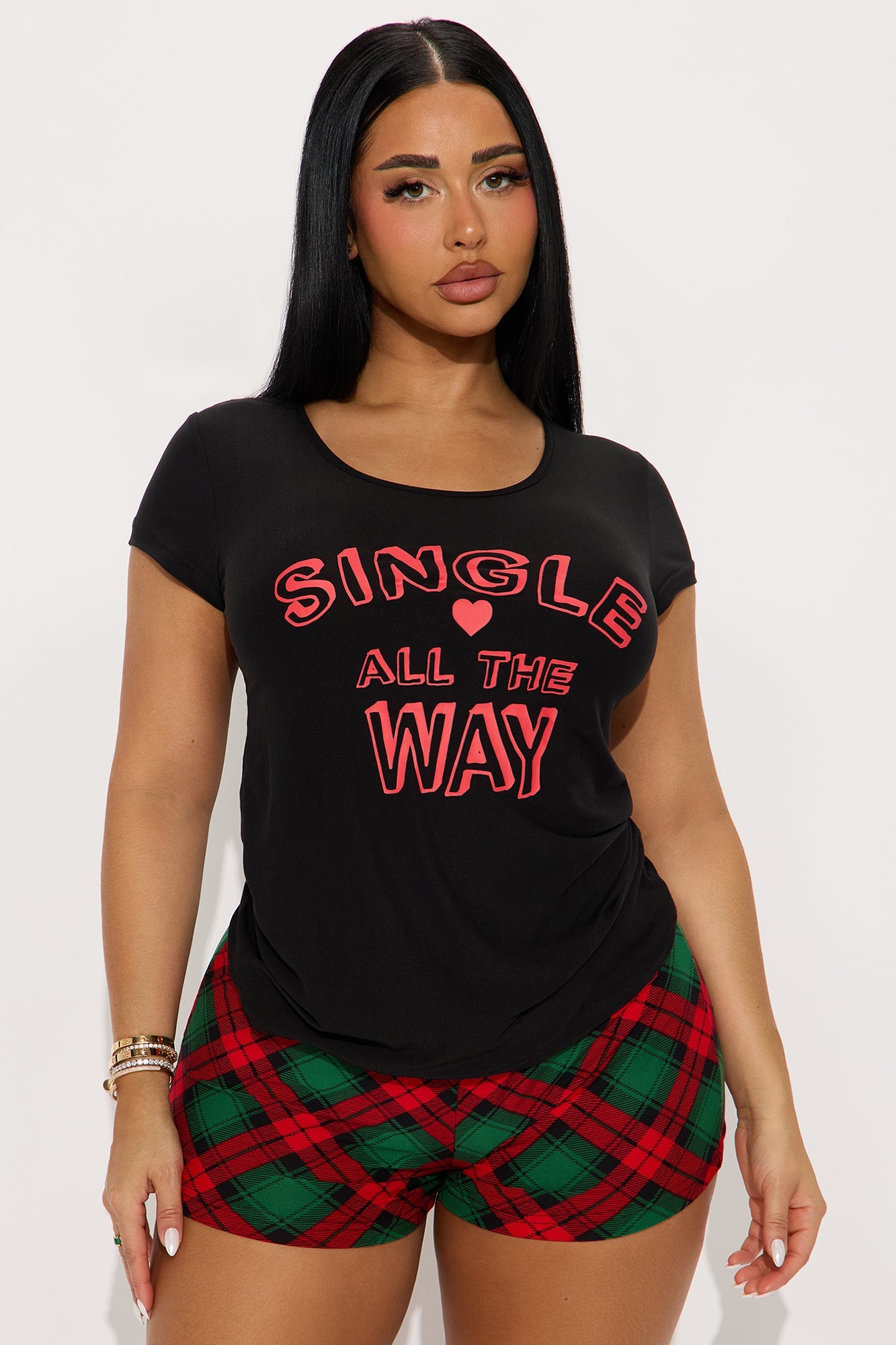 Single All The Way Short Sleeve PJ Short Set - Black/combo