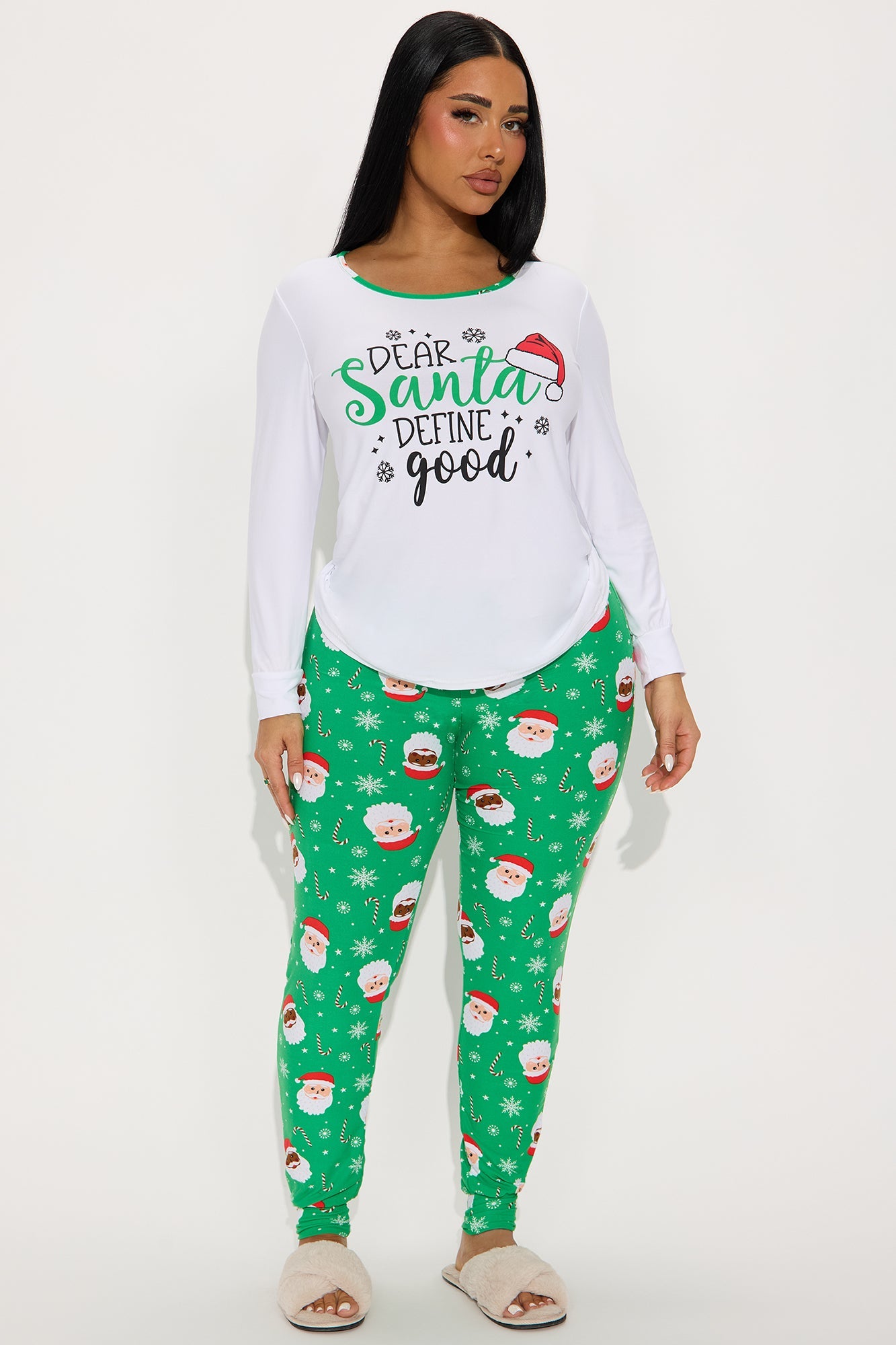 Dear Santa Matching Family Long Sleeve PJ Jogger Set - Green/combo