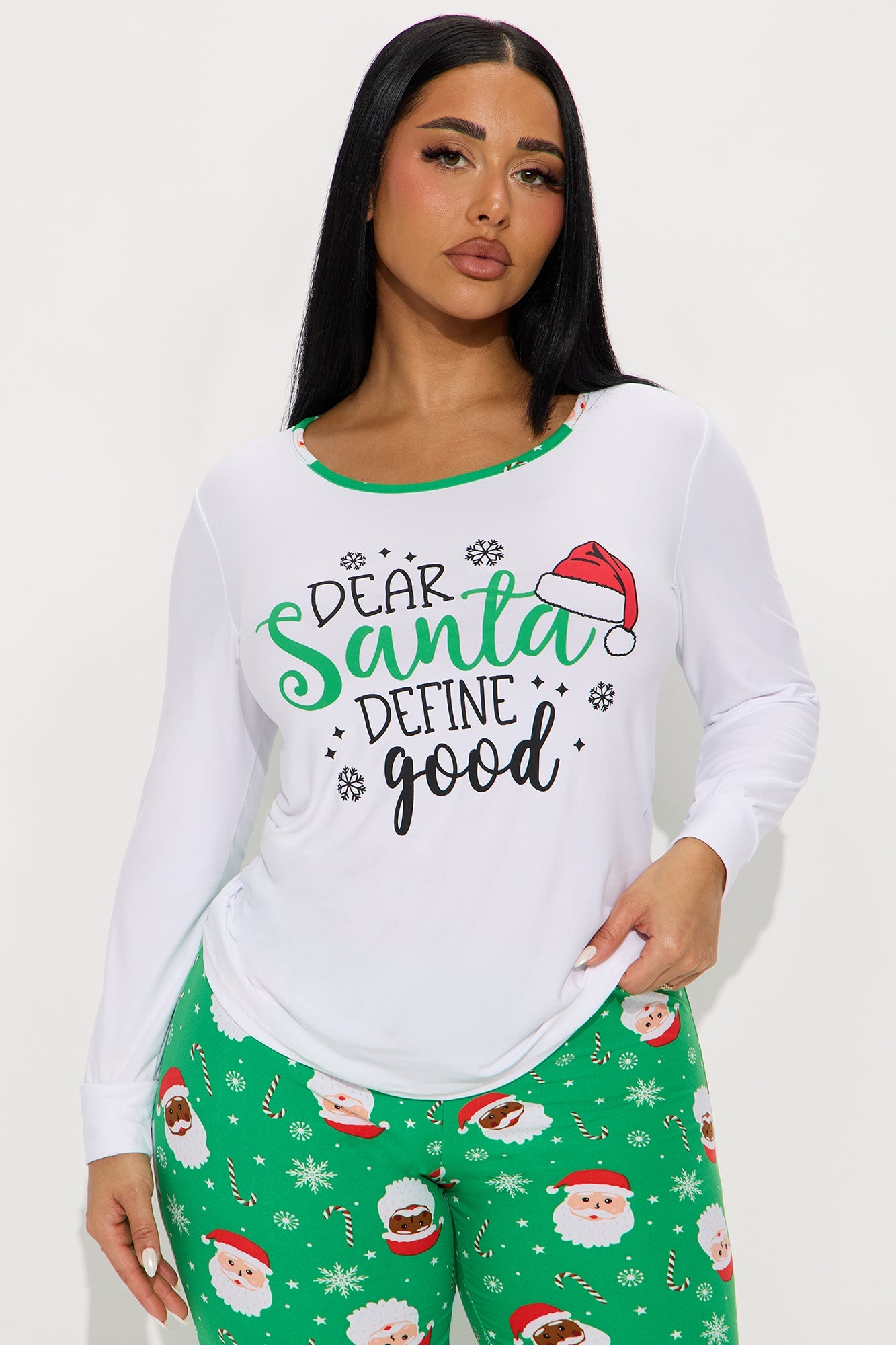 Dear Santa Matching Family Long Sleeve PJ Jogger Set - Green/combo