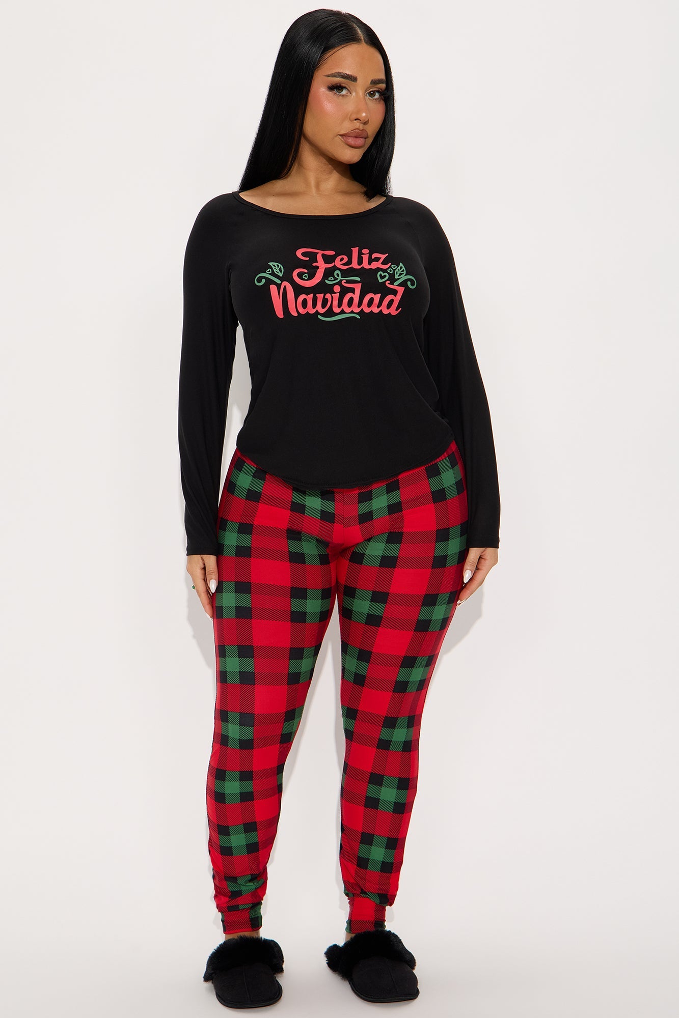 Feliz Navidad Matching Family Long Sleeve PJ Jogger Set - Black/combo