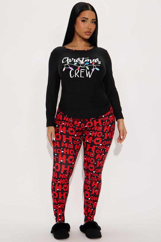 Christmas Crew Matching Family Long Sleeve PJ Jogger Set - Black/combo