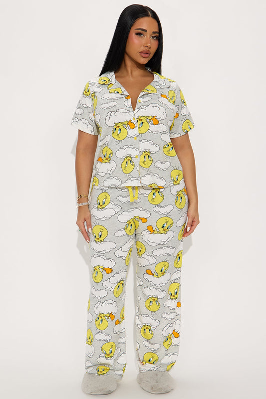 Tweety Clouds PJ Pant Set - Heather Grey