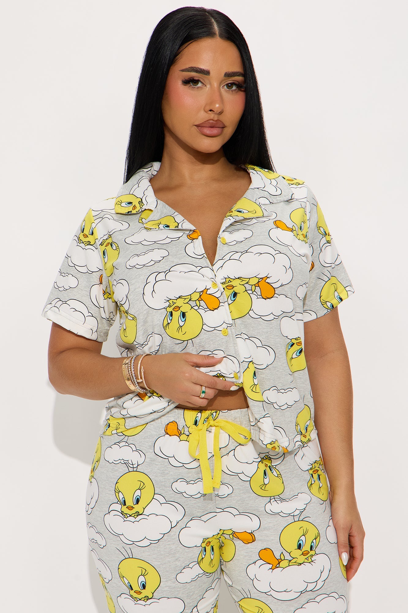 Tweety Clouds PJ Pant Set - Heather Grey