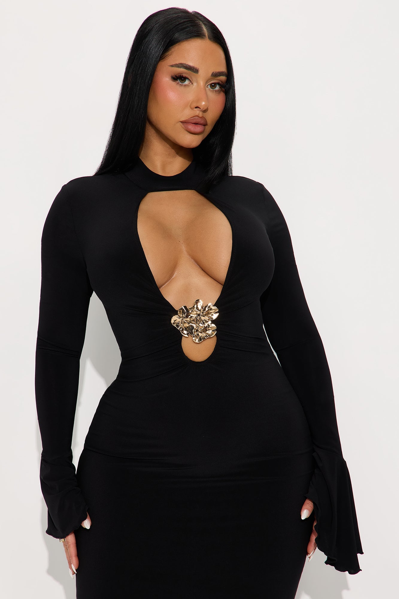 Jaiden Cut Out Midi Dress - Black