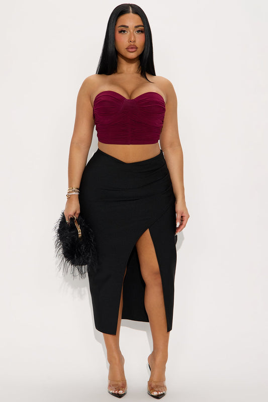 Don't Get It Twisted Bandage Midi Skirt - Black