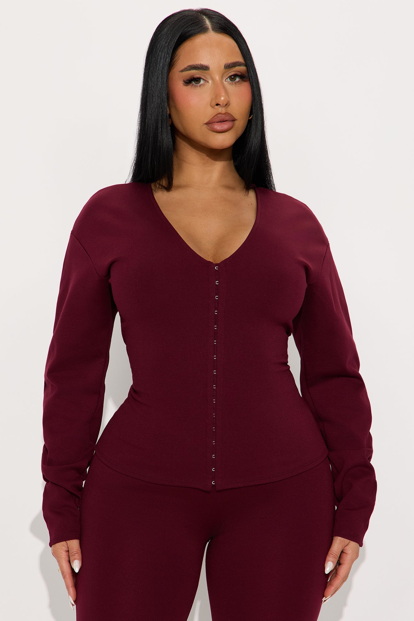 Step It Up Ponte Capri Set - Burgundy