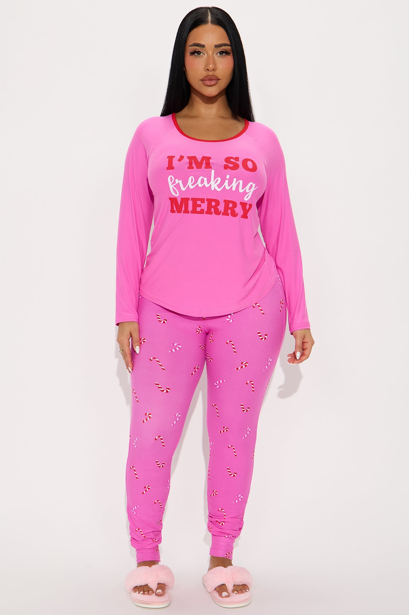 So Merry Long Sleeve PJ Jogger Set - Pink