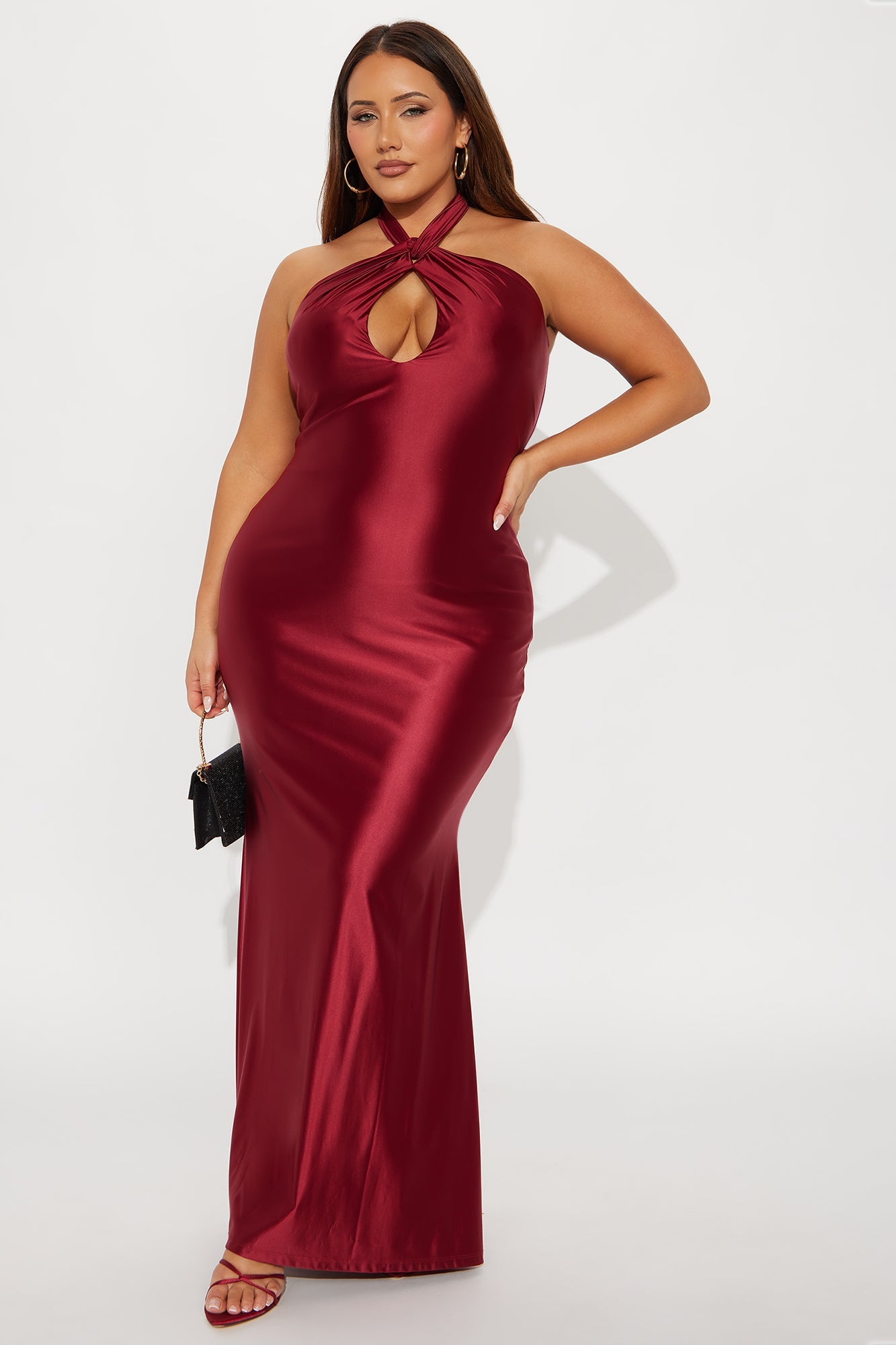 Stained With Love Satin Maxi Gown - Wine