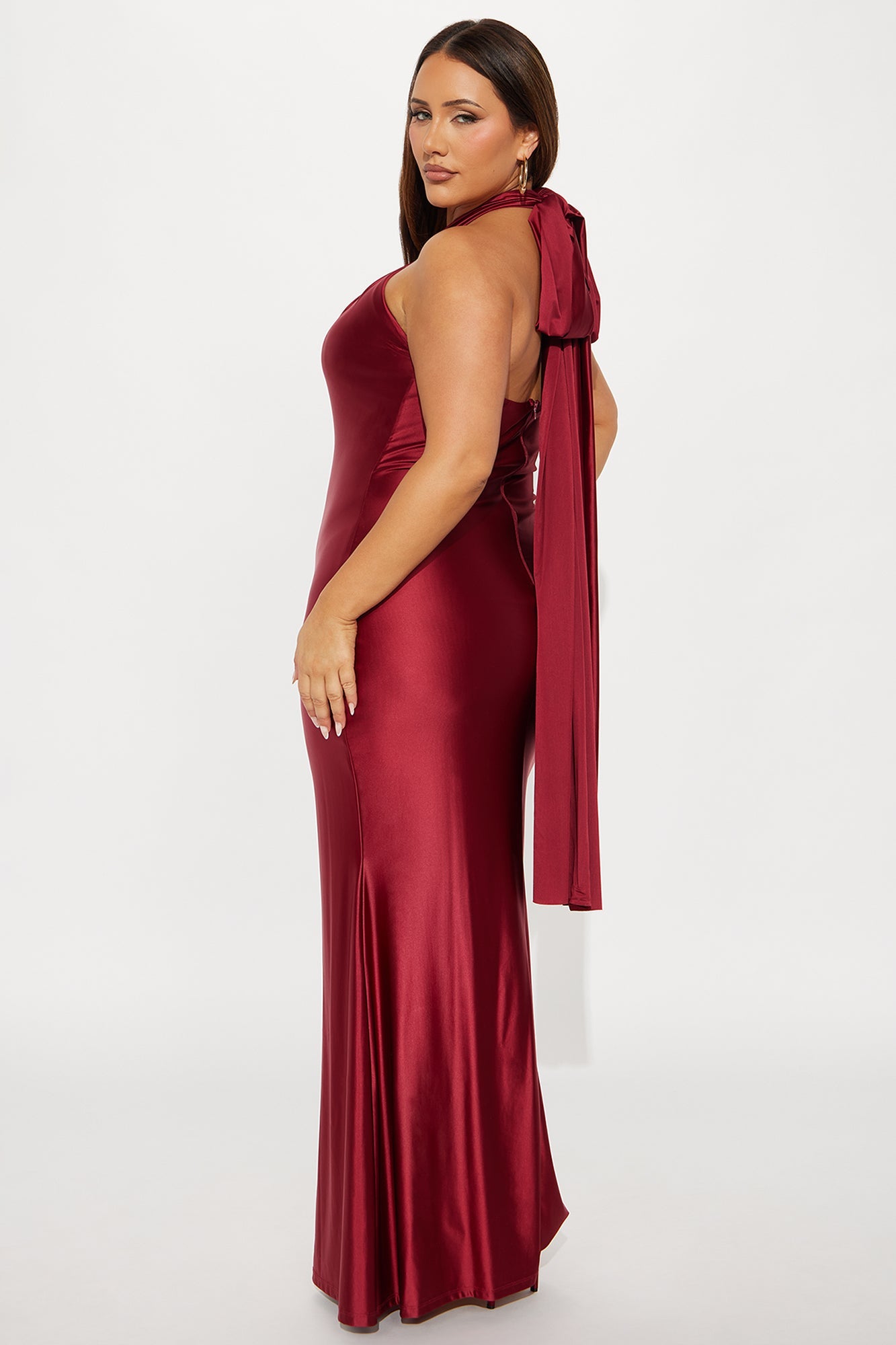 Stained With Love Satin Maxi Gown - Wine