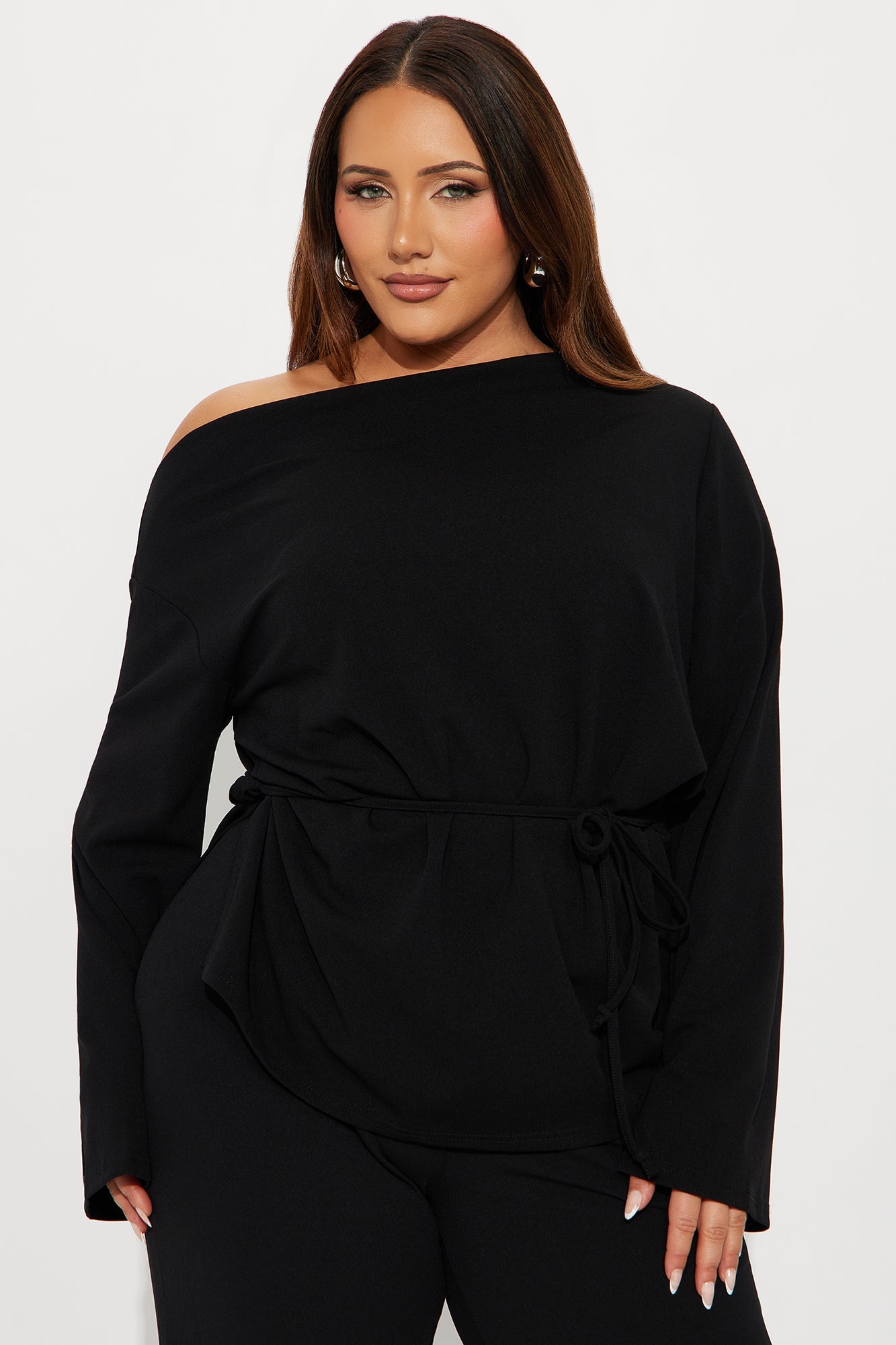 Gemma Off Shoulder Pant Set - Black