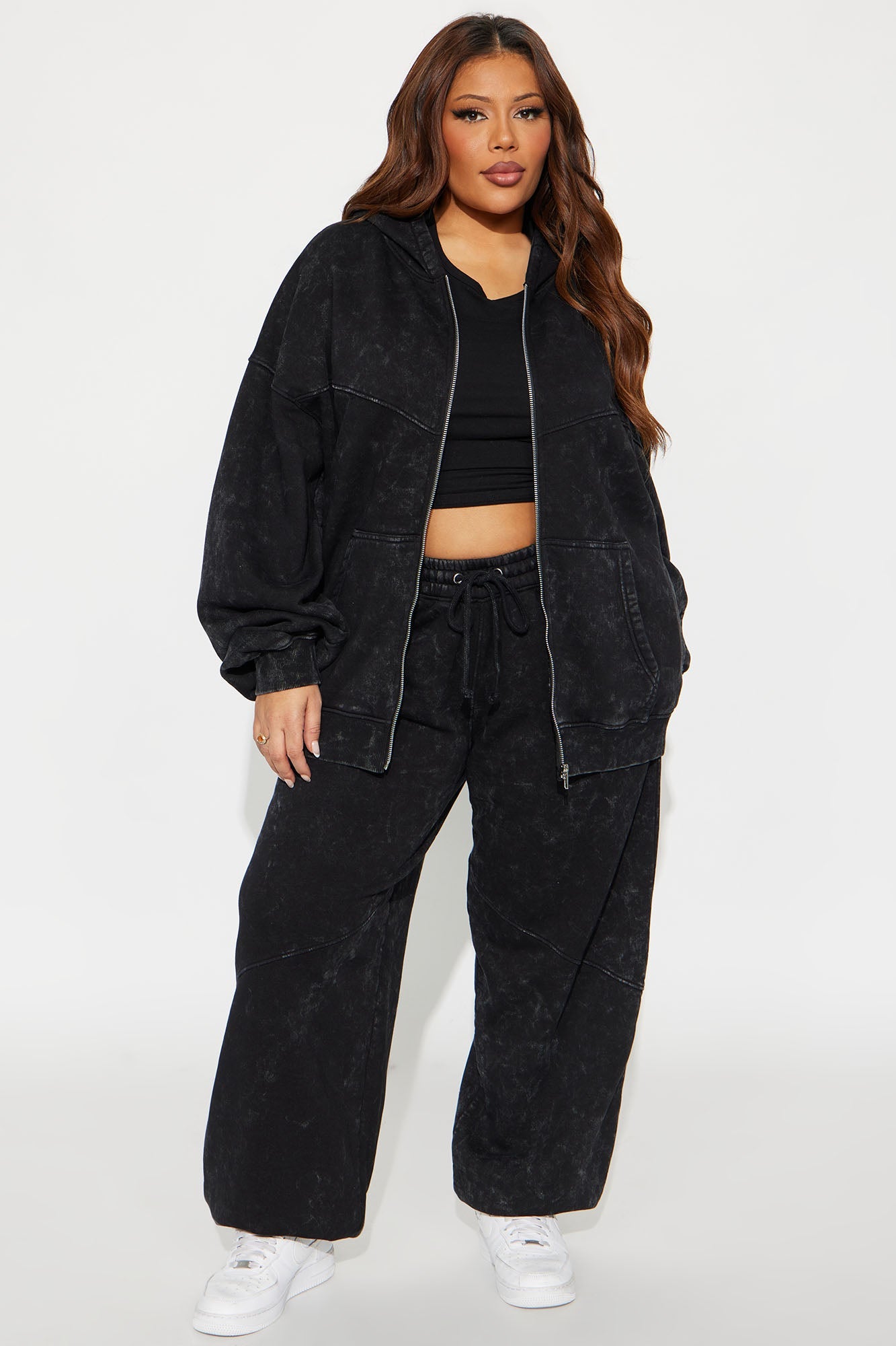 Kathleen Washed Fleece Lounge Jogger - Charcoal