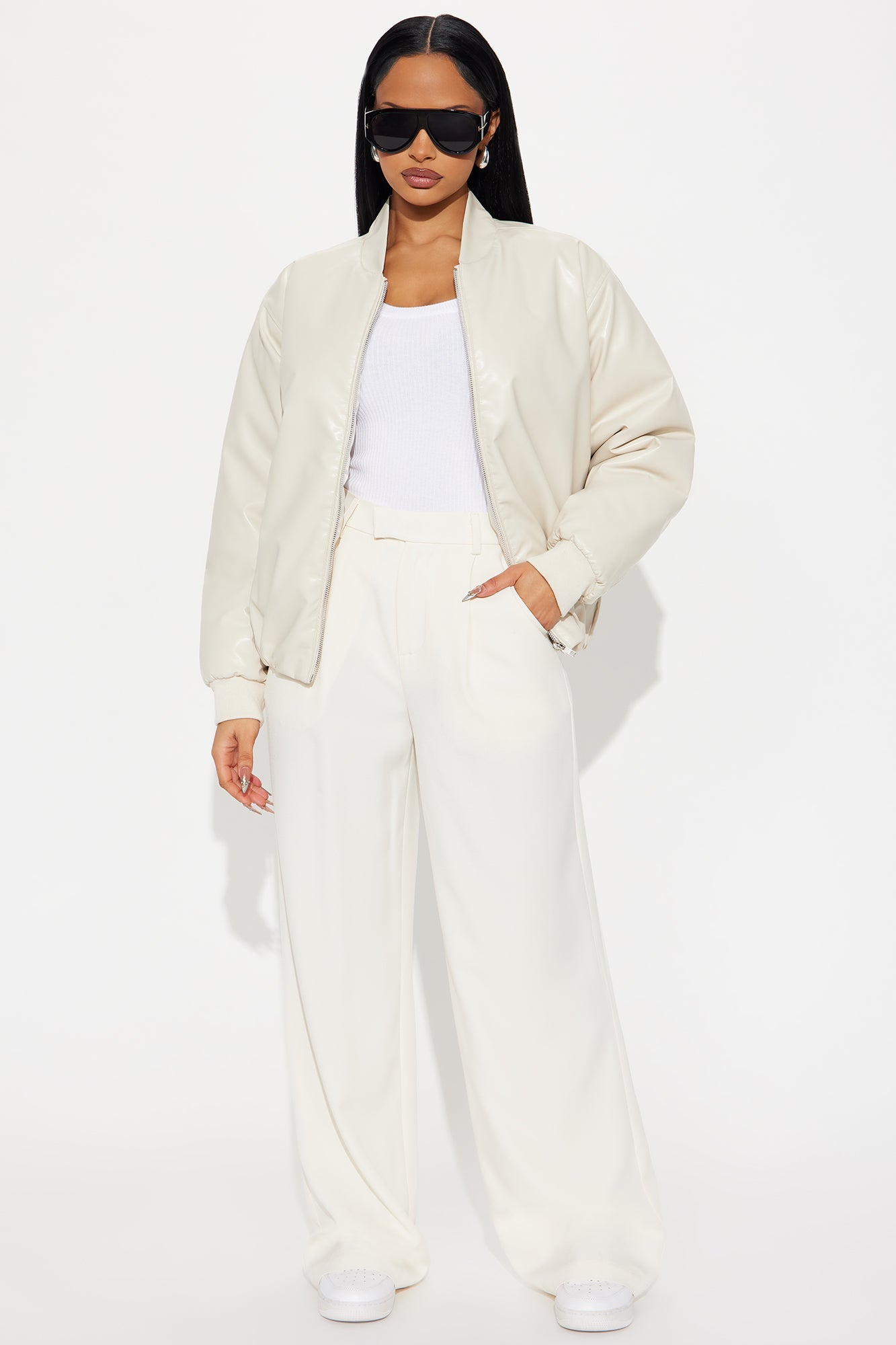 Gwen Faux Leather Puffer - Stone