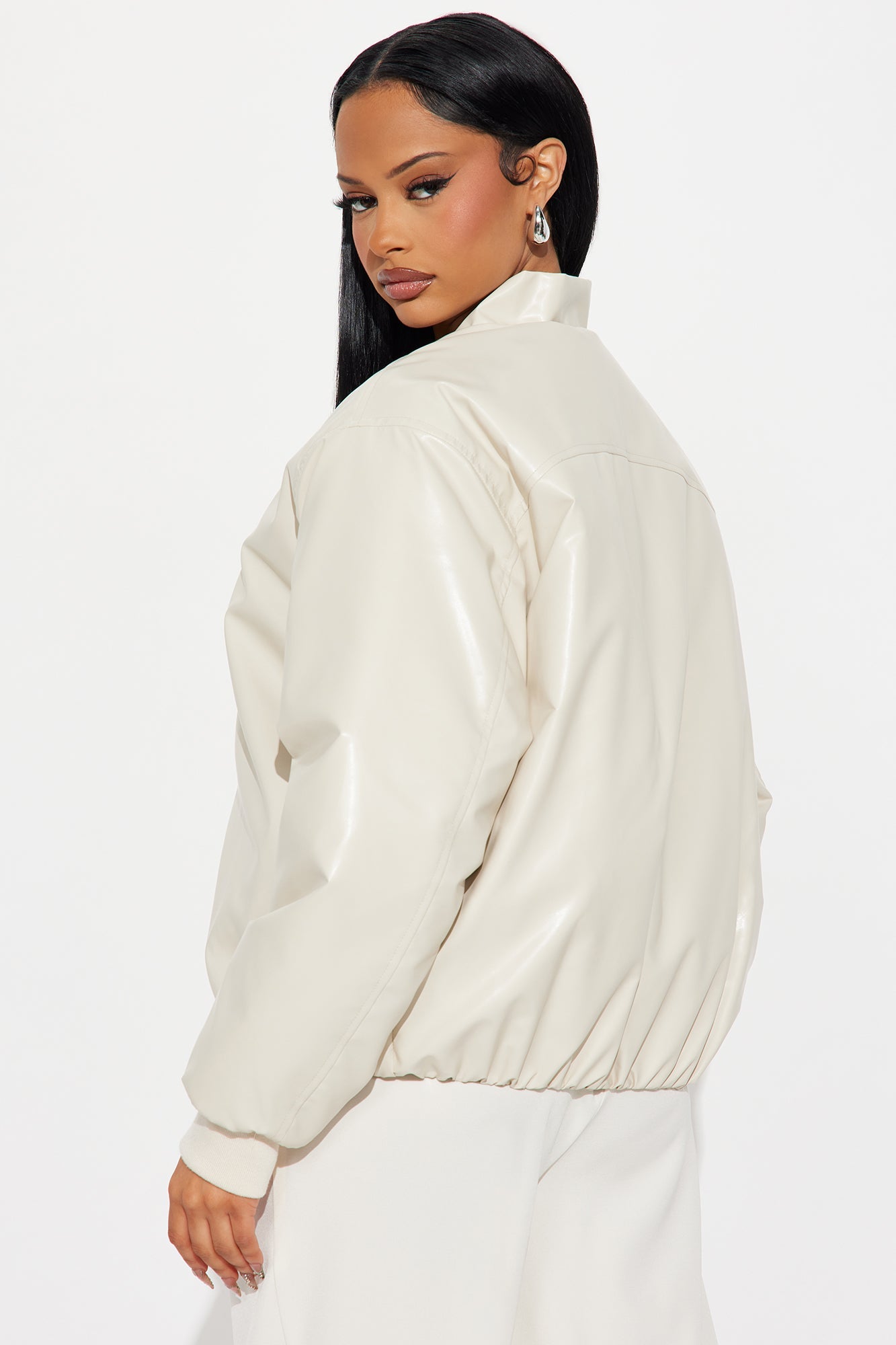 Gwen Faux Leather Puffer - Stone