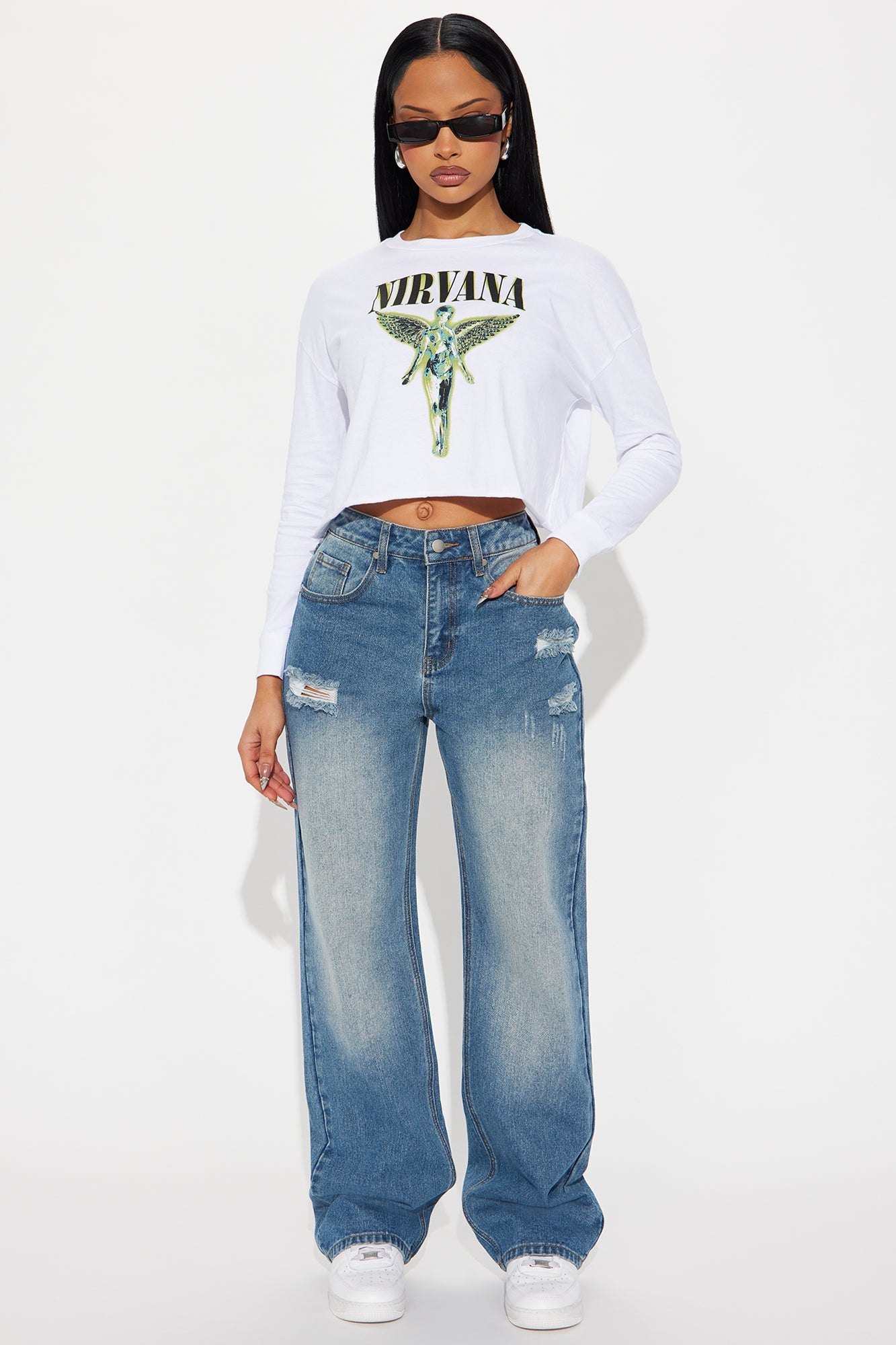 Nirvana Long Sleeve Baby Tee - White