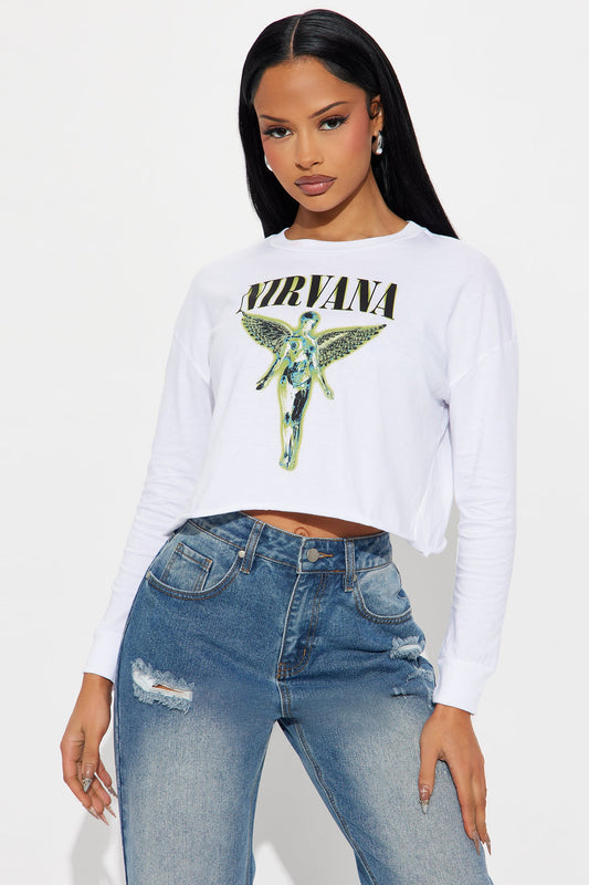 Nirvana Long Sleeve Baby Tee - White