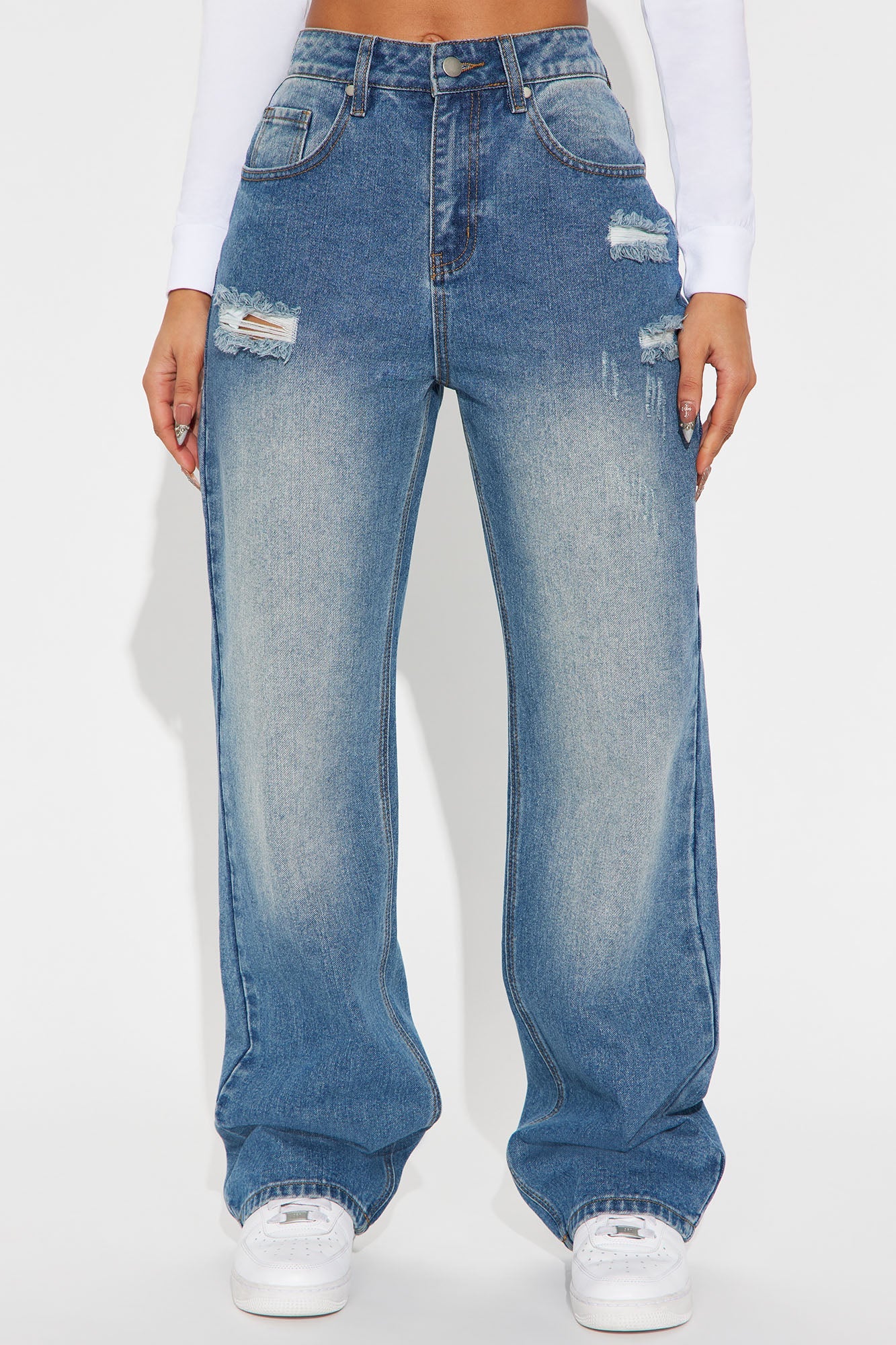 Beginning To Wonder Non Stretch Straight Leg Jeans - Medium Wash