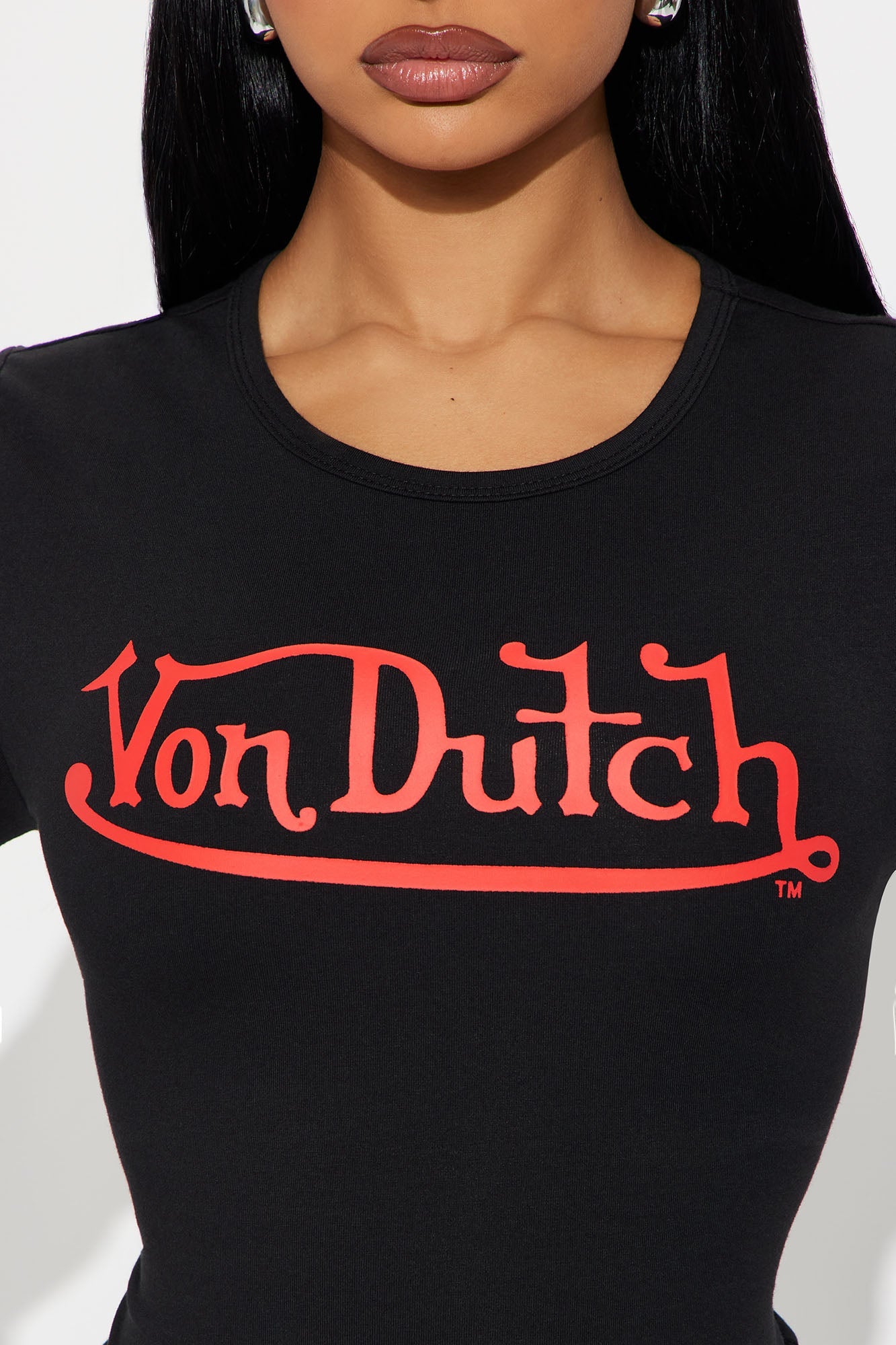 Von Dutch Long Sleeve Crew Neck Baby Tee - Black