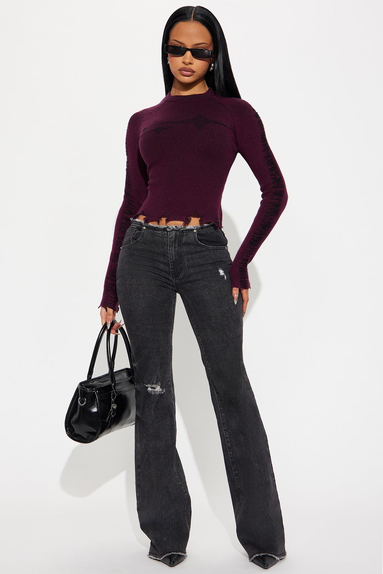 You're A Star Marled Sweater - Plum