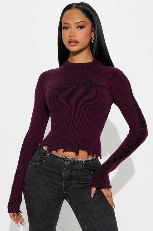 You're A Star Marled Sweater - Plum