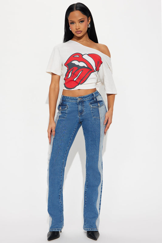 Both Sides Low Rise Bootcut Jeans - Medium Wash