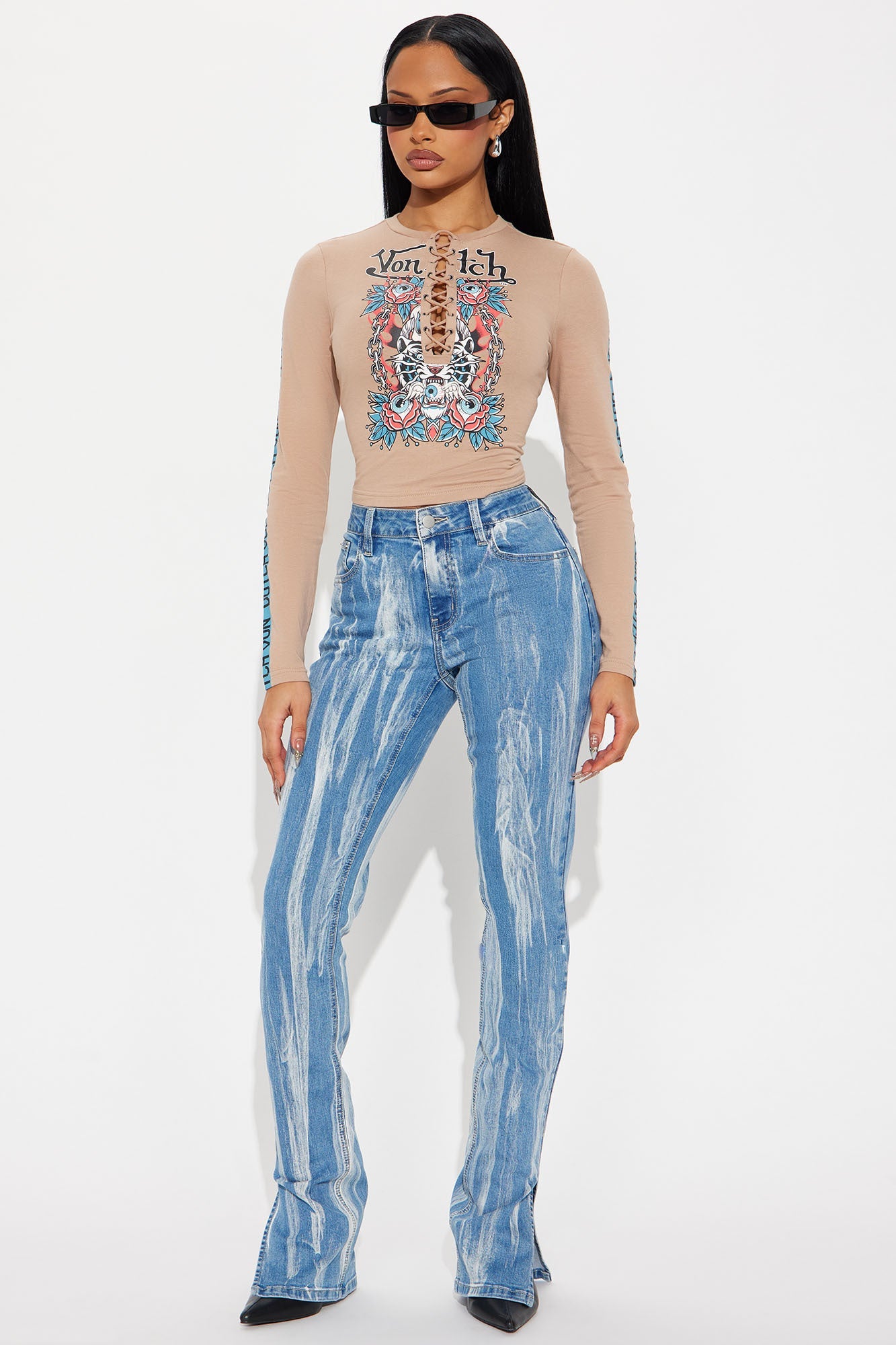 Faded Love Stacked Stretch Slim Jeans - Medium Blue Wash