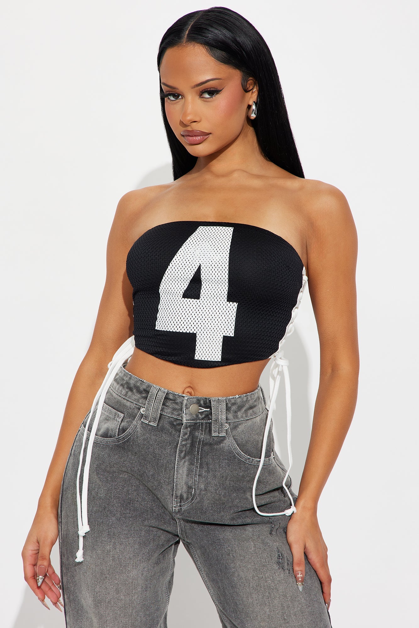 #4 Game Day 2 Piece Cropped Jersey - Black